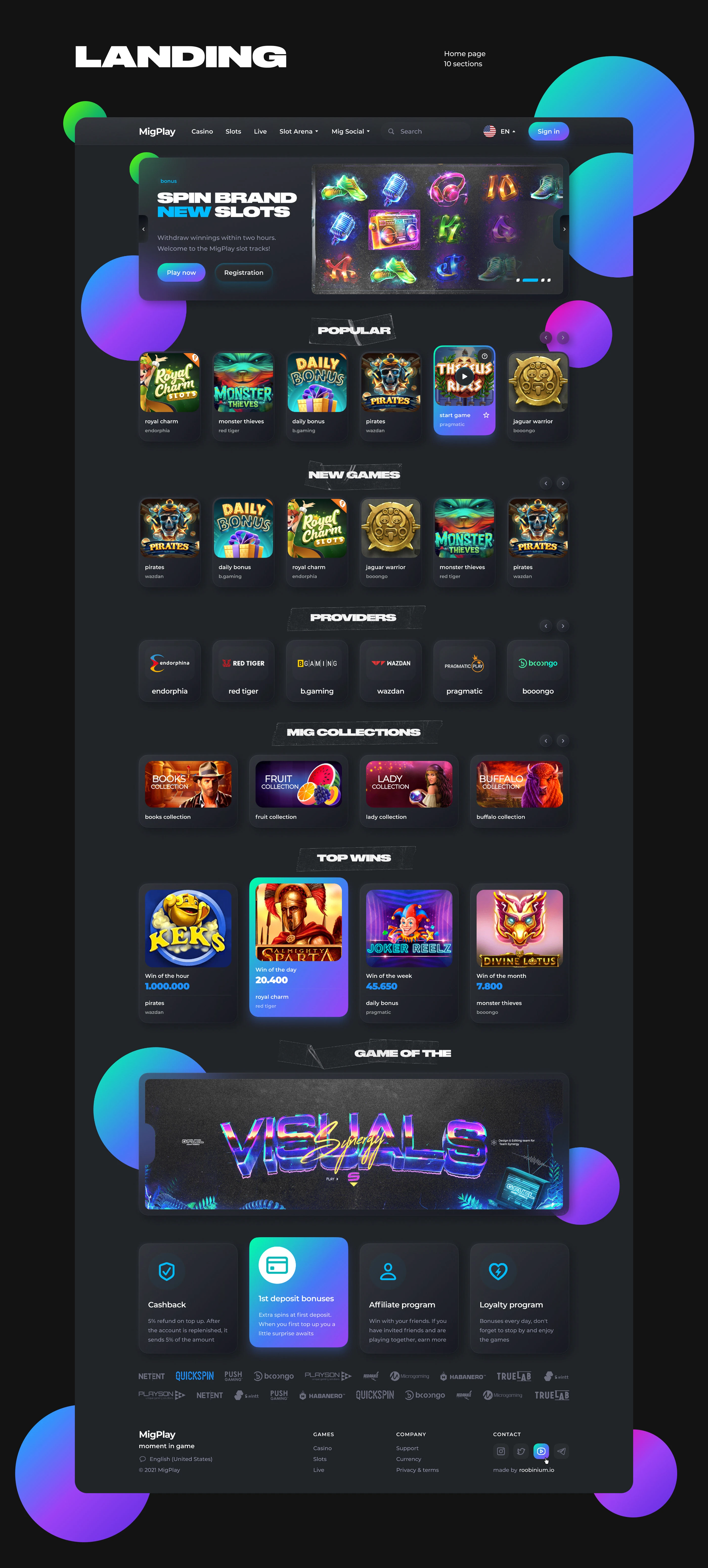 Casino слоты UX/UI — Landing & P2E пользовательский опыт — Изображение №2 — Интерфейсы на Dprofile