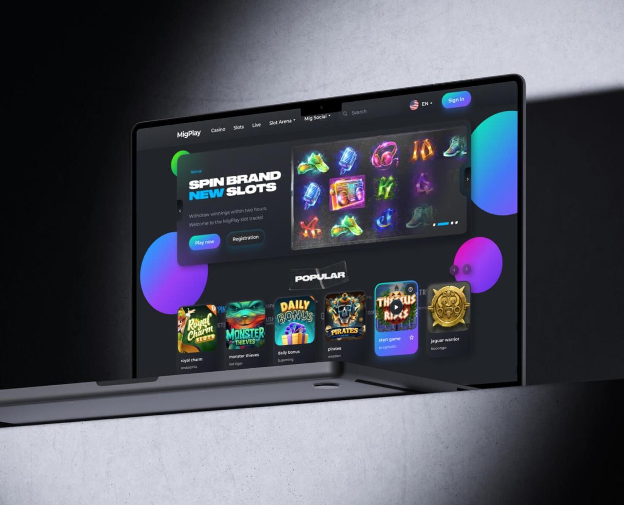 Casino слоты UX/UI — Landing & P2E пользовательский опыт — Интерфейсы на Dprofile