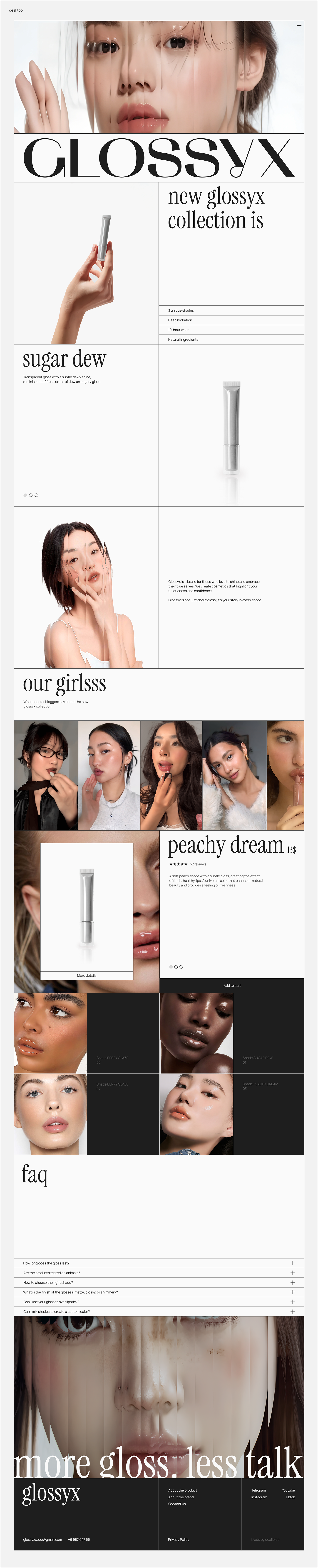 Landing page design for new collection GLOSSYX — Изображение №7 — Интерфейсы, Брендинг на Dprofile