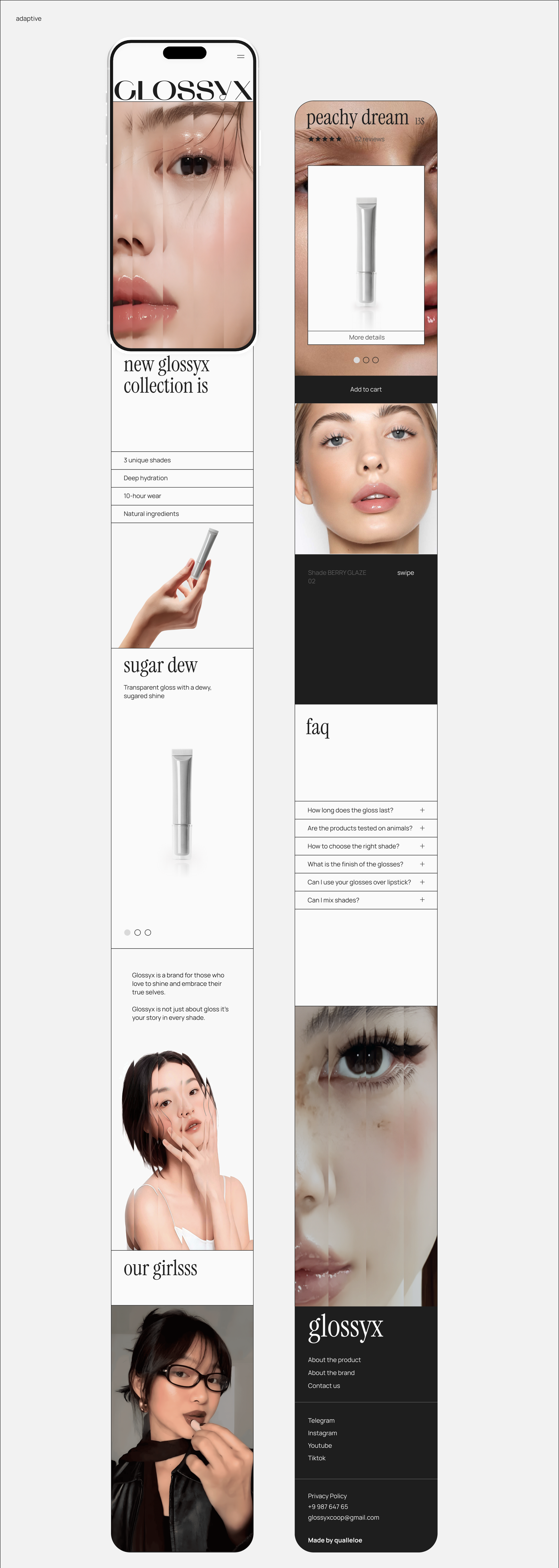 Landing page design for new collection GLOSSYX — Изображение №8 — Интерфейсы, Брендинг на Dprofile
