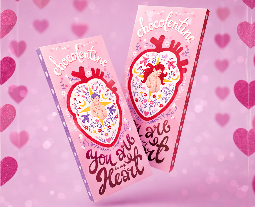 Упаковка шоколадки-валентинки + леттеринг на Dprofile