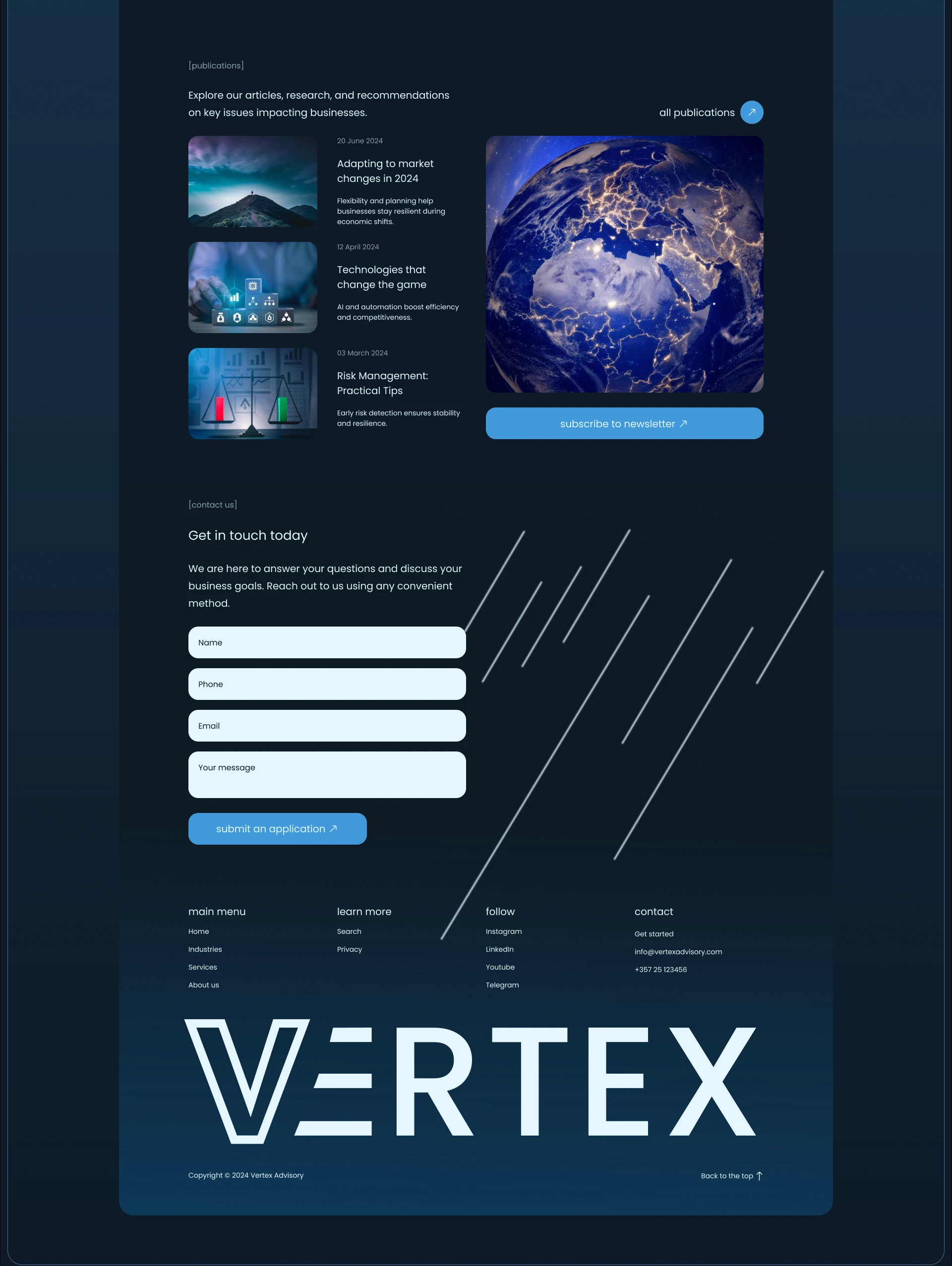 VERTEX advisory | Corporate Website — Изображение №14 — Интерфейсы на Dprofile