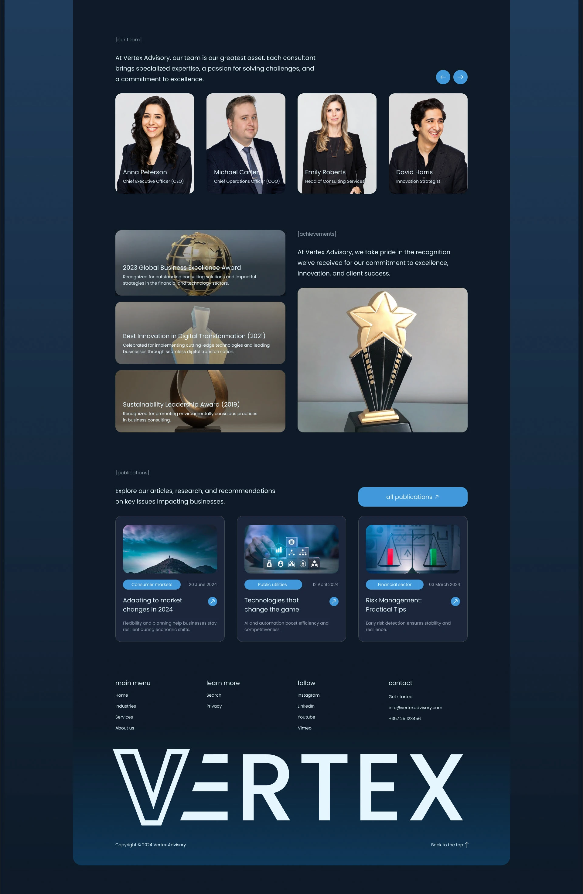 VERTEX advisory | Corporate Website — Изображение №21 — Интерфейсы на Dprofile