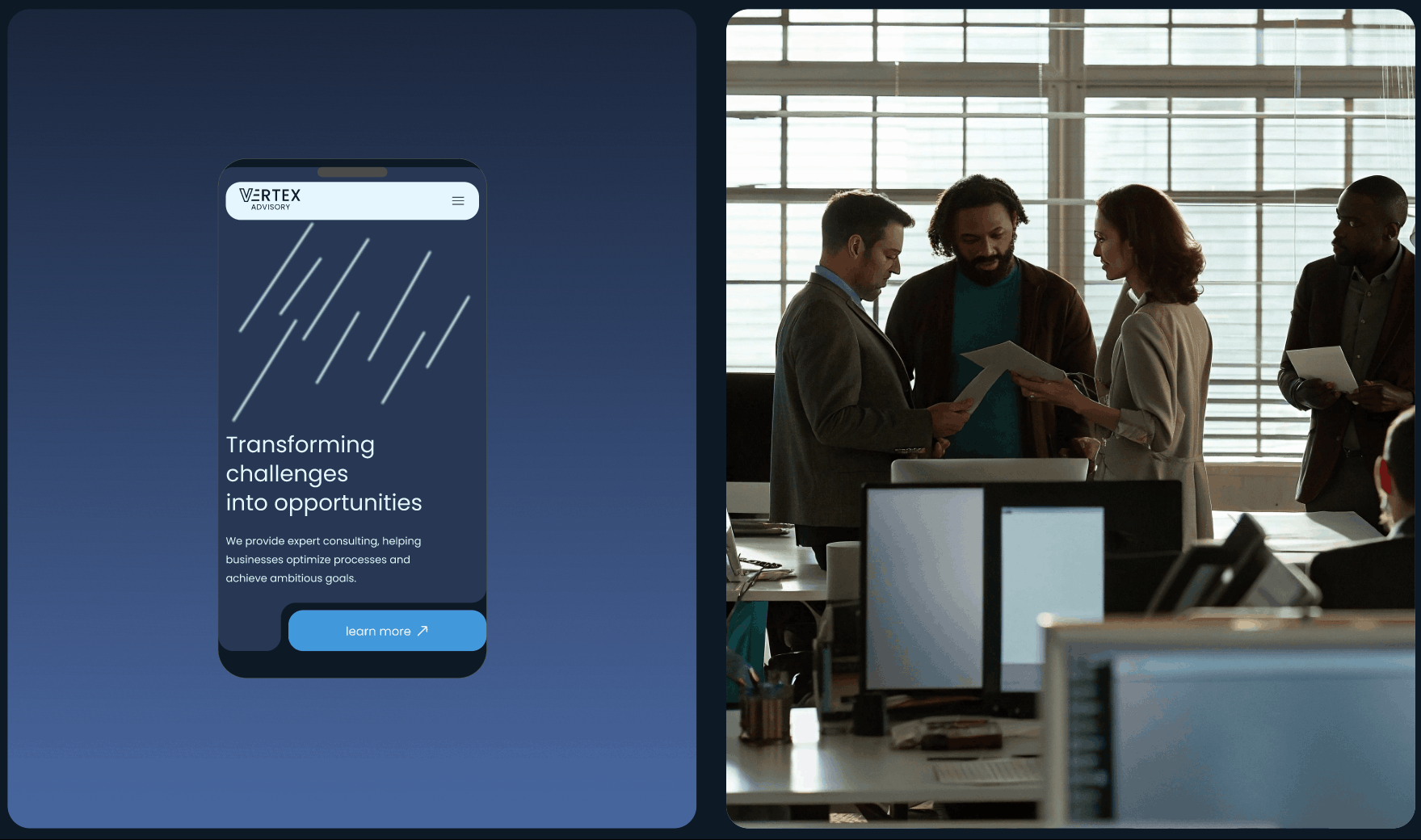 VERTEX advisory | Corporate Website — Изображение №16 — Интерфейсы на Dprofile