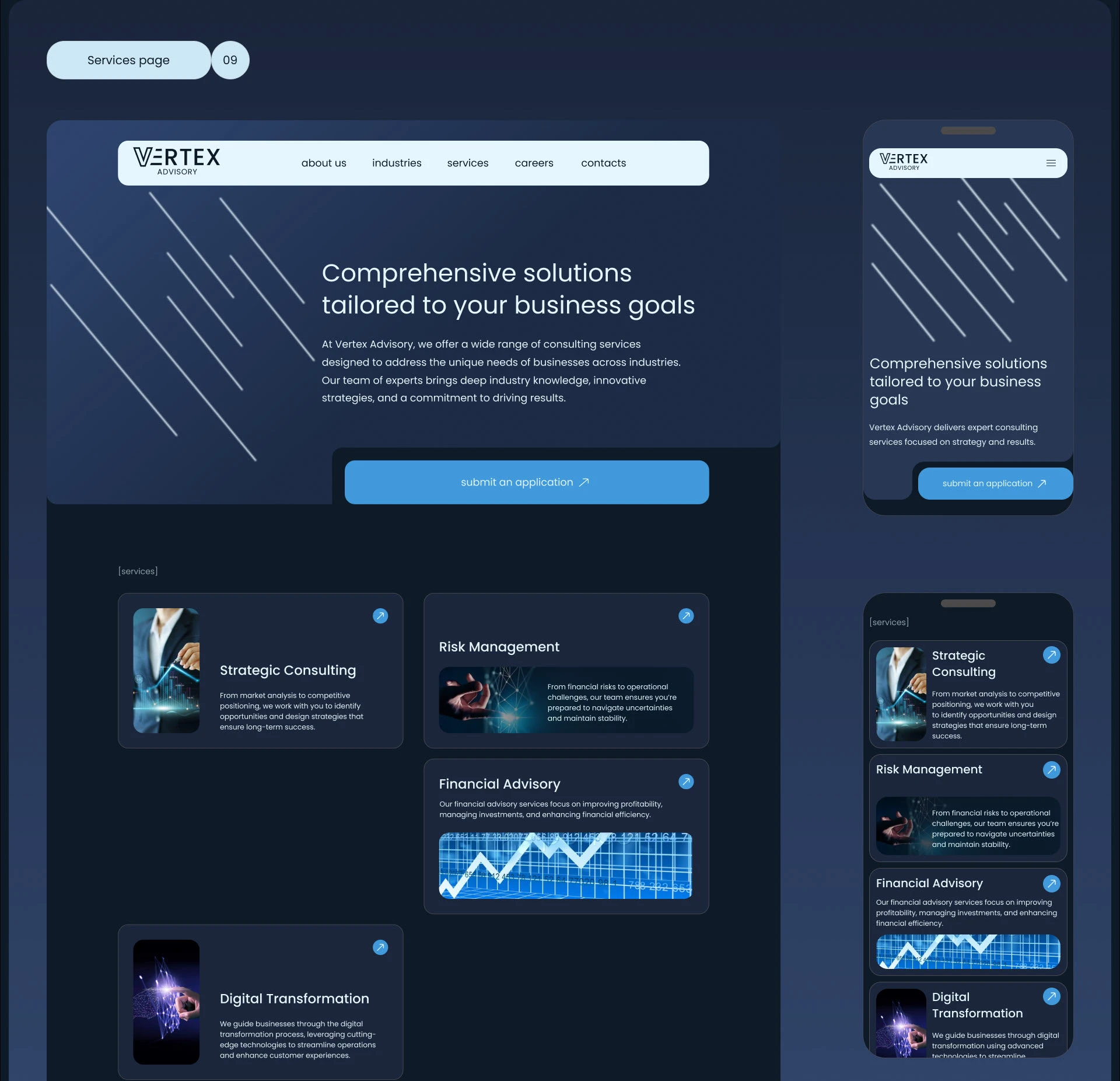 VERTEX advisory | Corporate Website — Изображение №17 — Интерфейсы на Dprofile