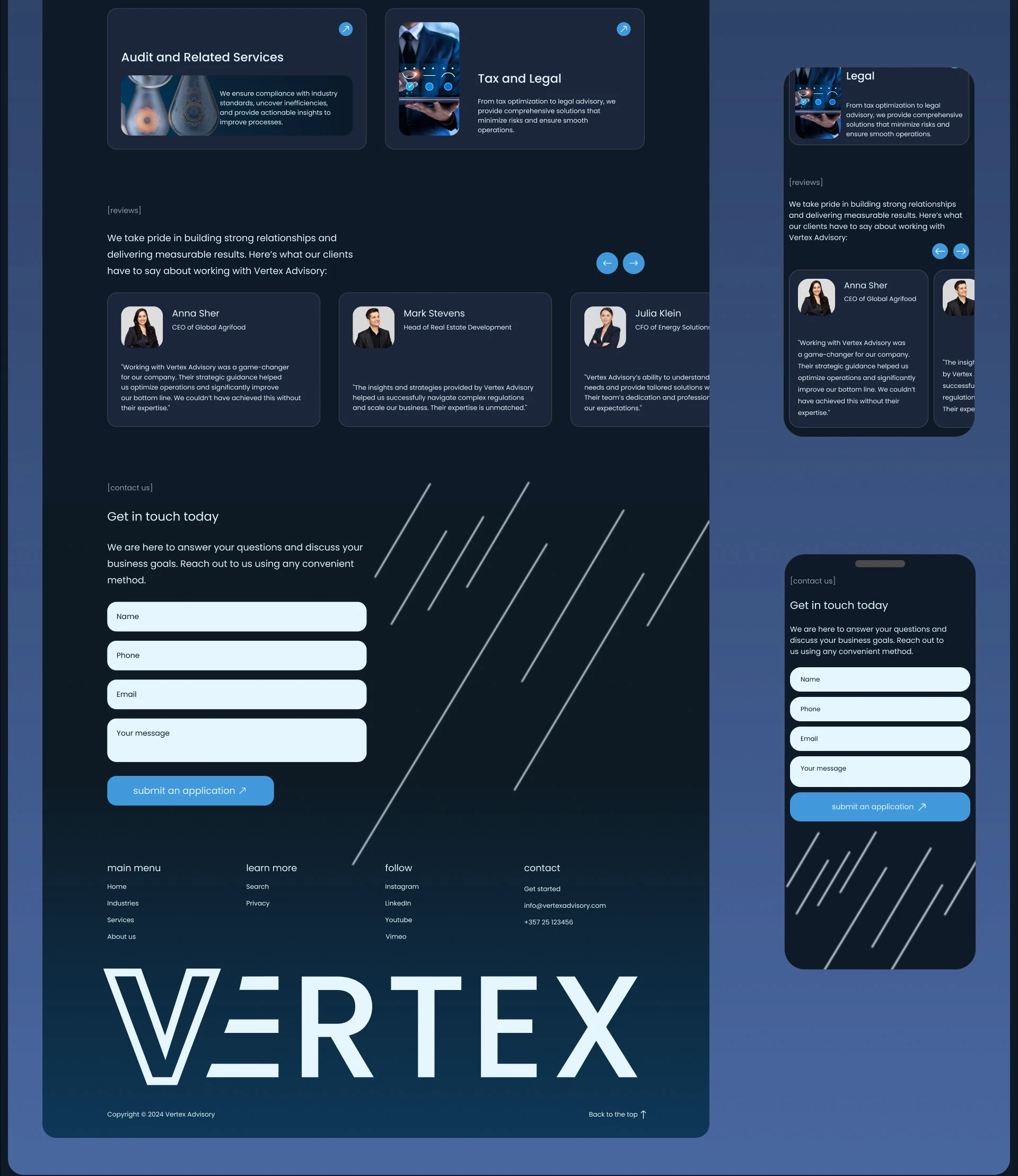 VERTEX advisory | Corporate Website — Изображение №18 — Интерфейсы на Dprofile