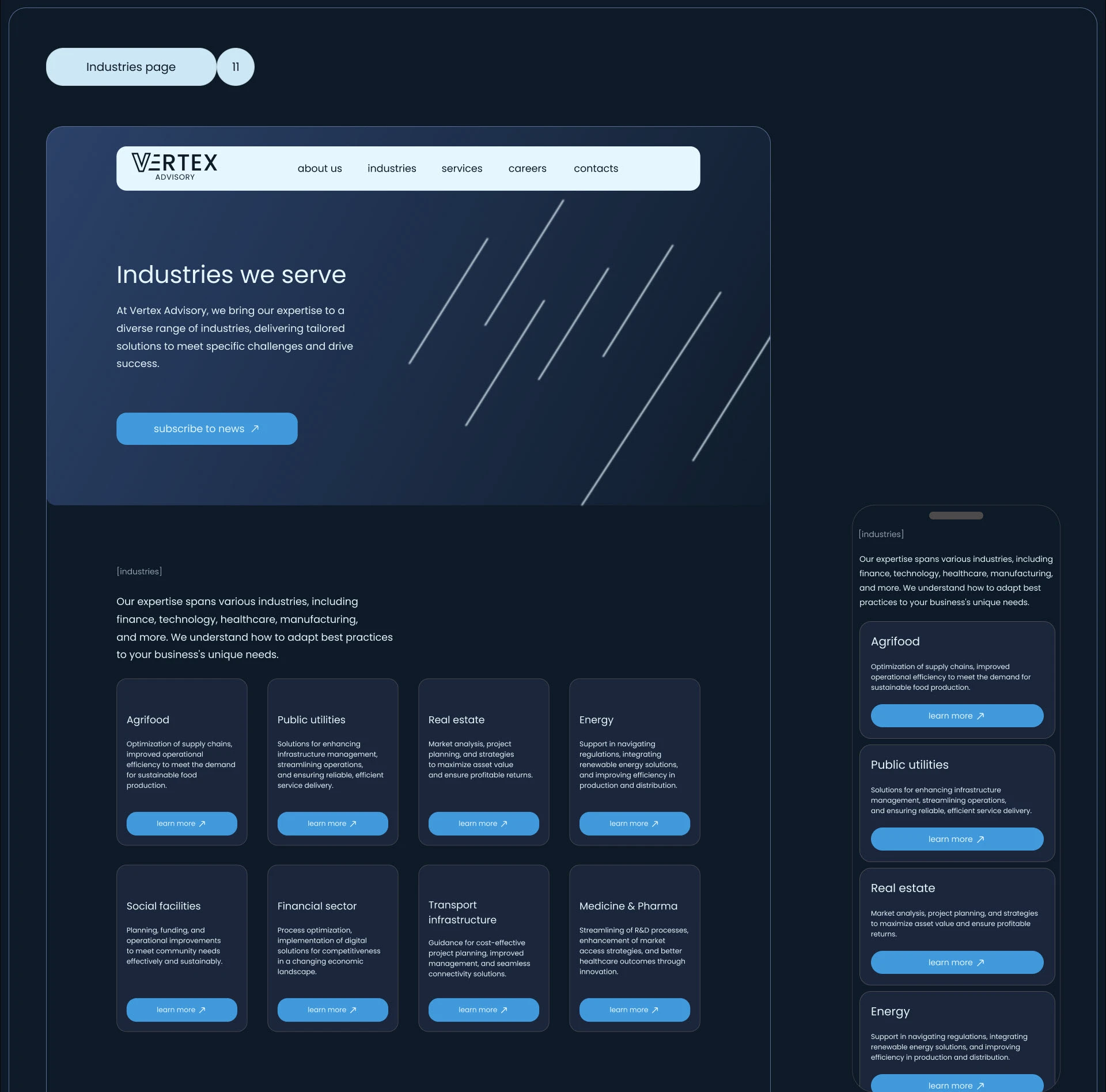VERTEX advisory | Corporate Website — Изображение №23 — Интерфейсы на Dprofile