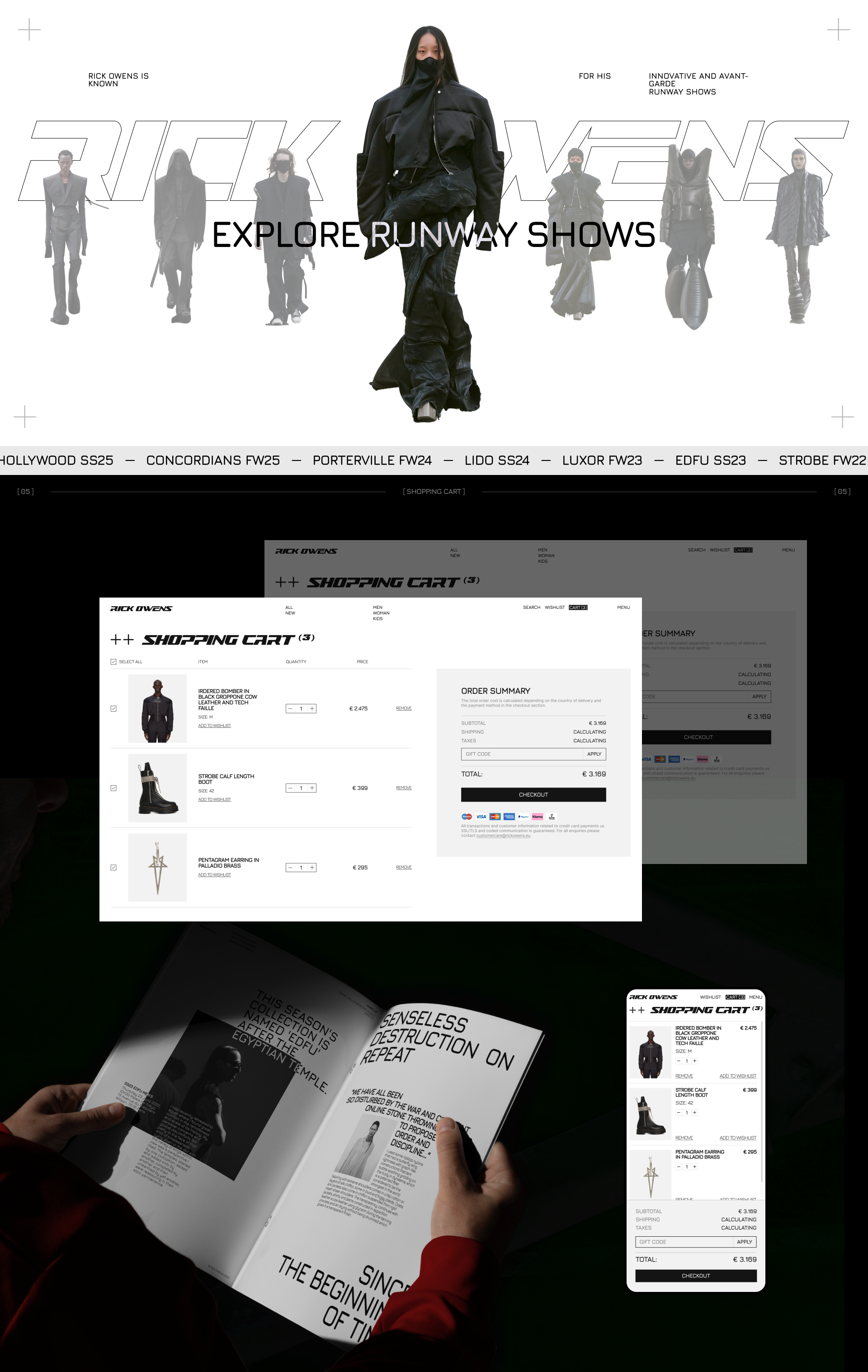 Rick Owens | Website redesign — Изображение №6 — Интерфейсы, Брендинг на Dprofile