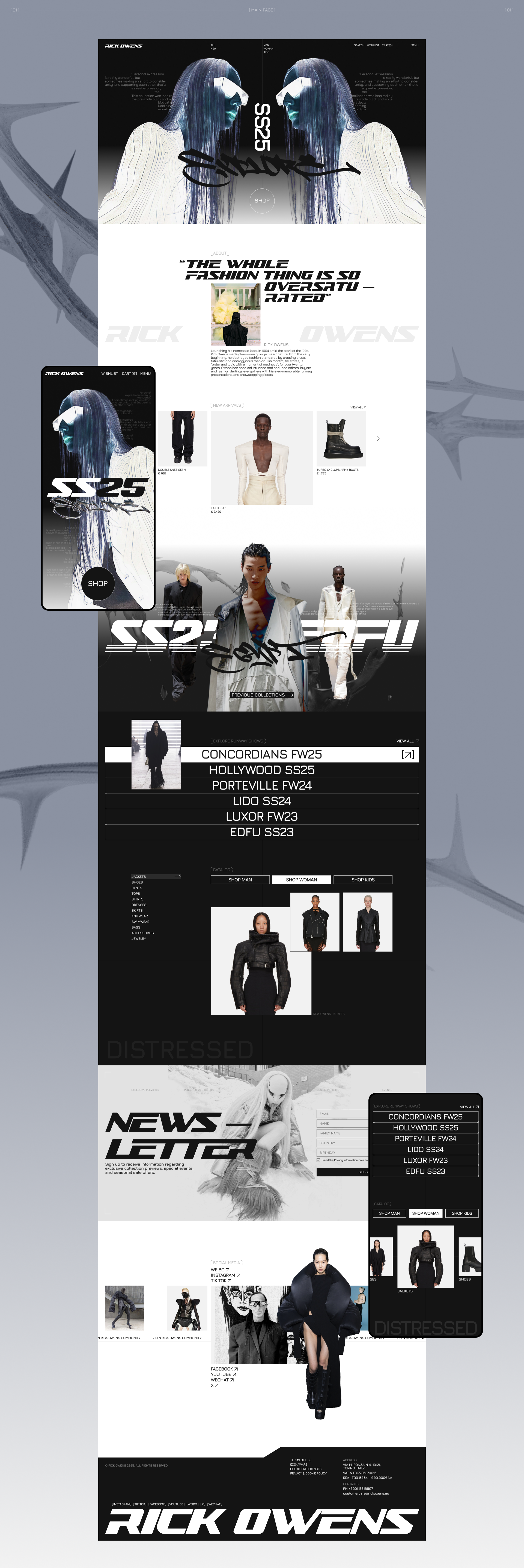 Rick Owens | Website redesign — Изображение №2 — Интерфейсы, Брендинг на Dprofile
