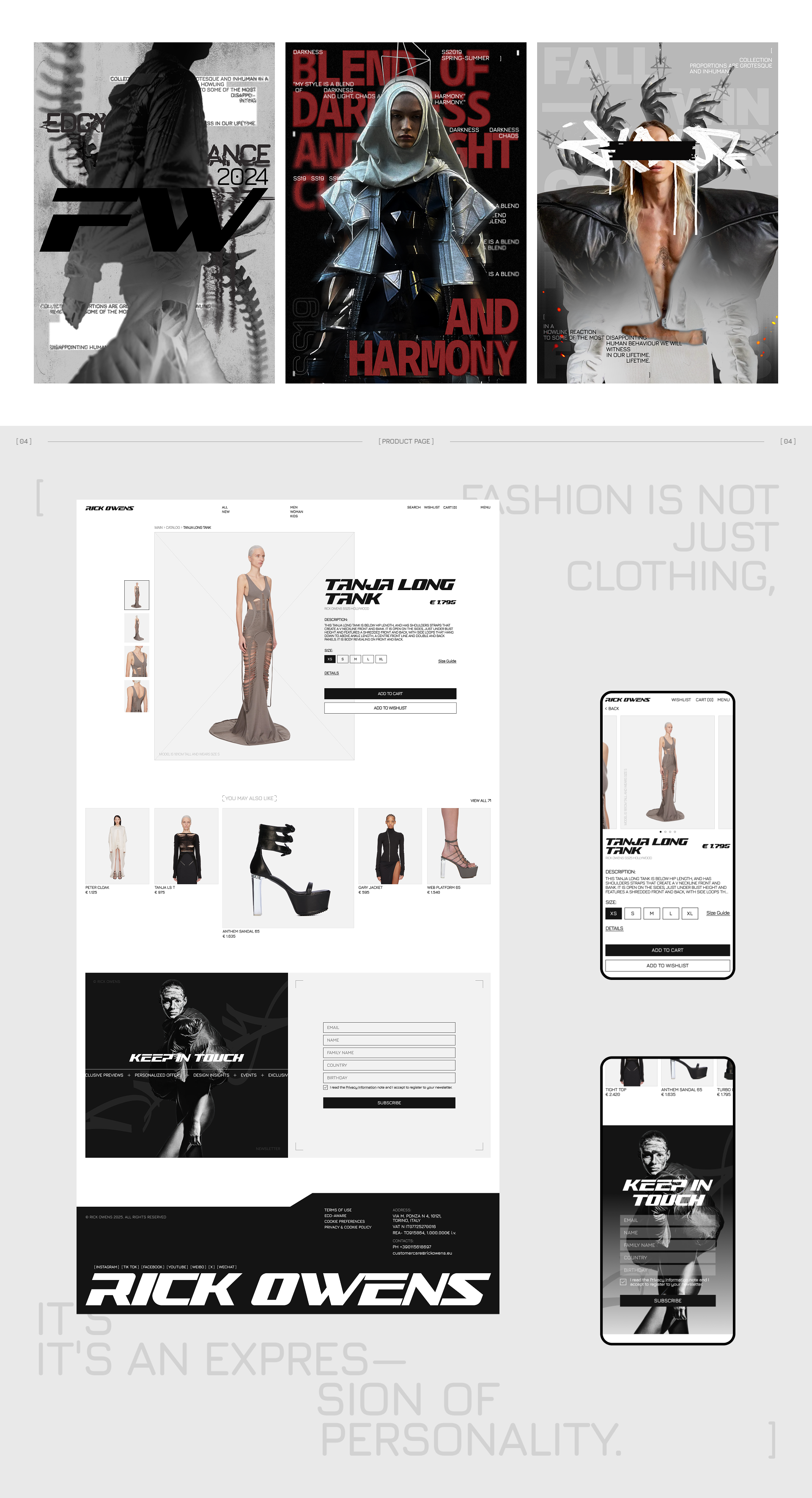 Rick Owens | Website redesign — Изображение №5 — Интерфейсы, Брендинг на Dprofile