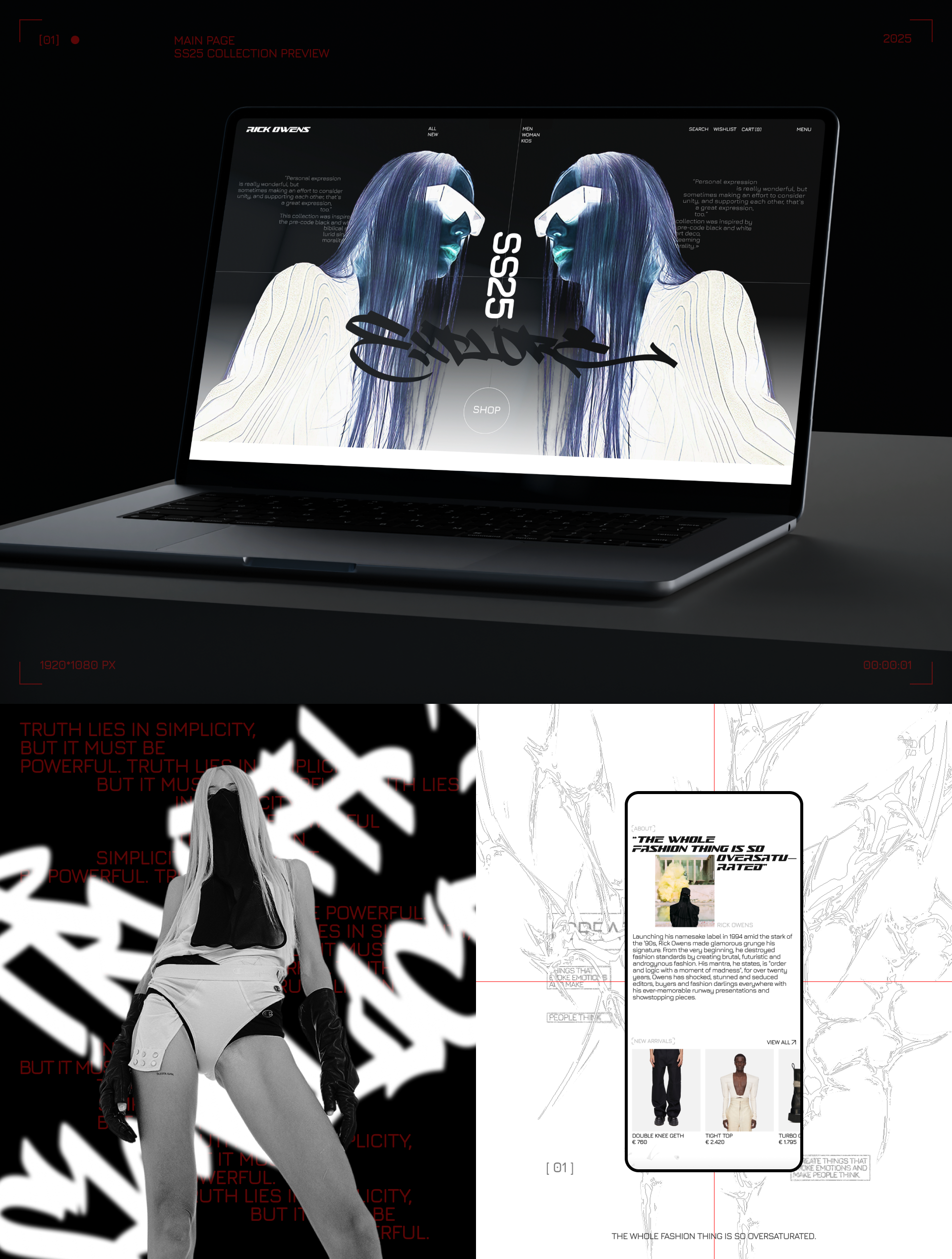 Rick Owens | Website redesign — Изображение №3 — Интерфейсы, Брендинг на Dprofile