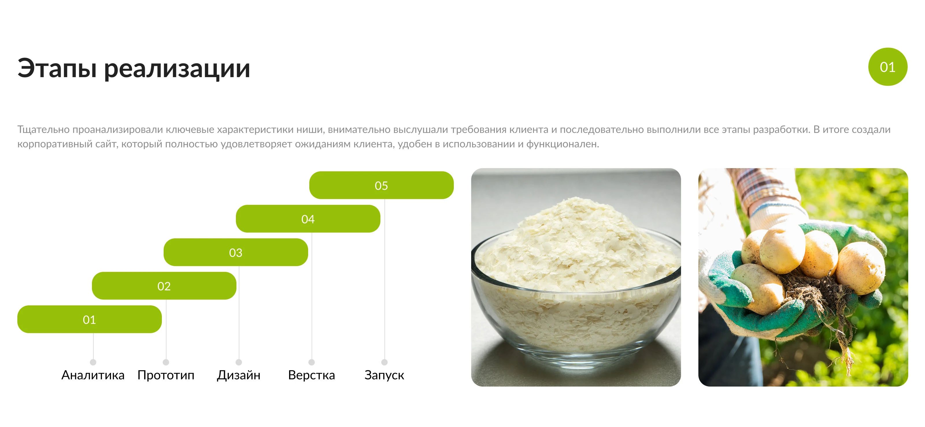 Корпоративный сайт для производителя картофельных хлопьев — Изображение №4 — Интерфейсы на Dprofile
