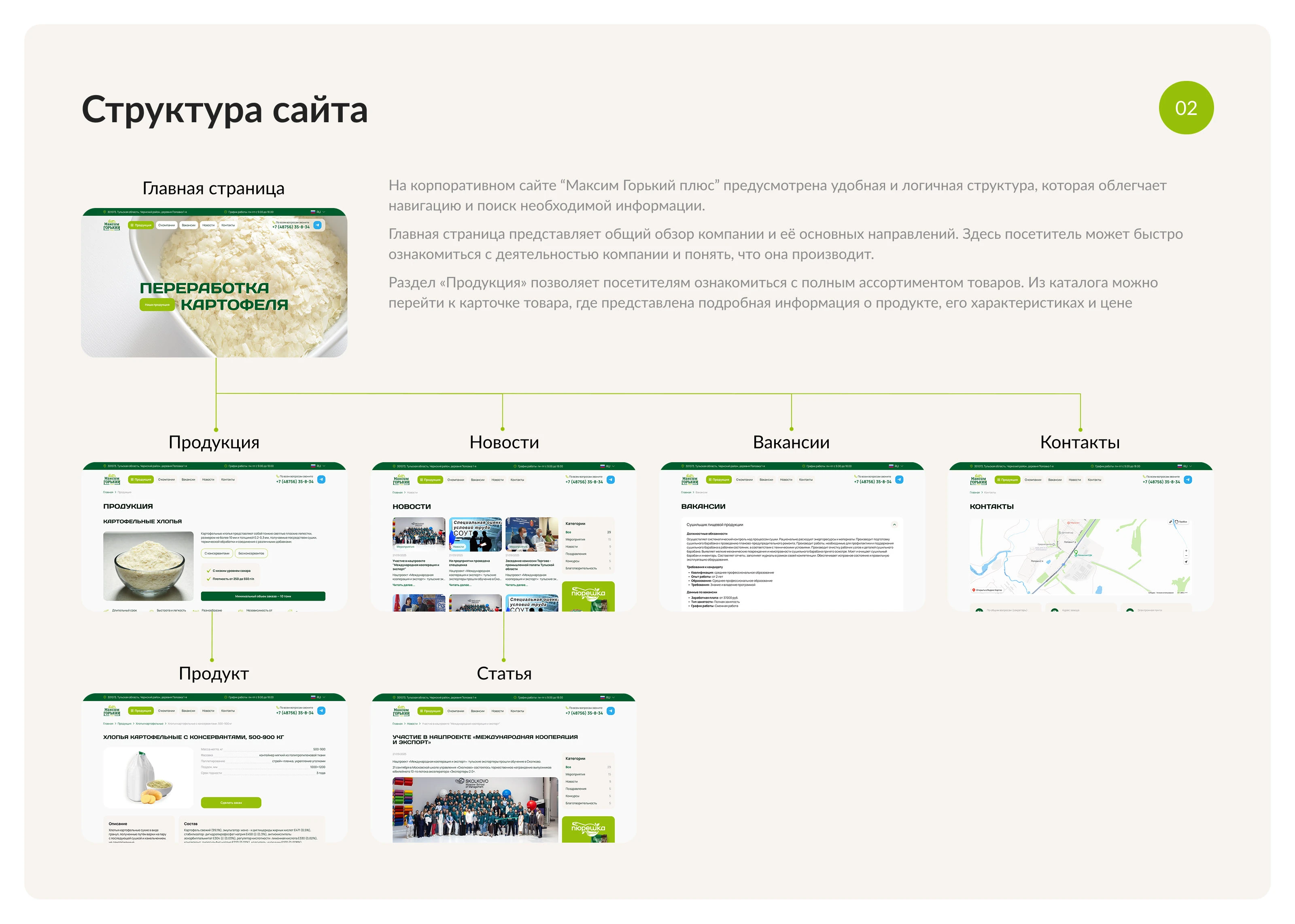 Корпоративный сайт для производителя картофельных хлопьев — Изображение №5 — Интерфейсы на Dprofile