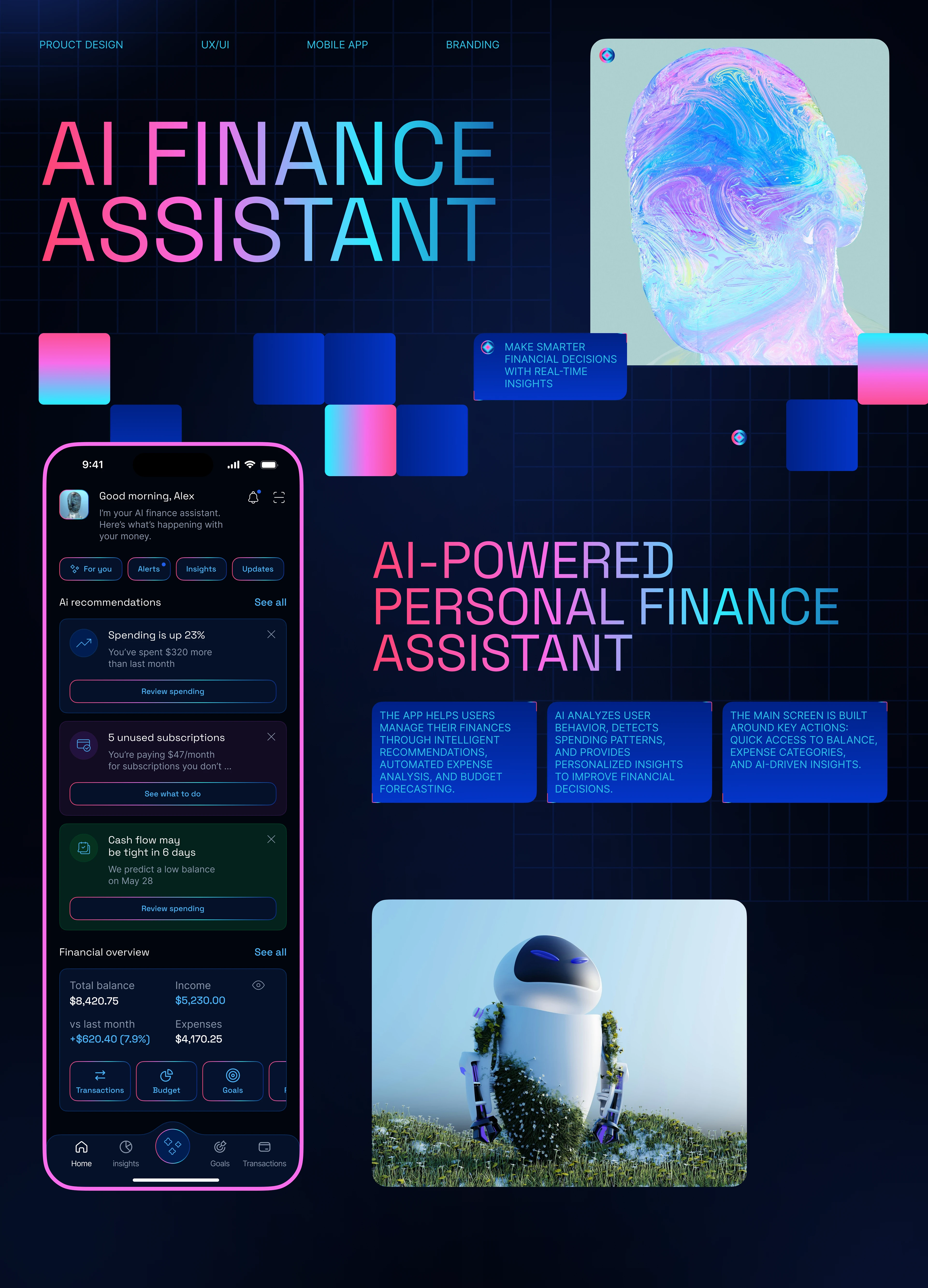 AI Finance Assistant — Fintech App / UX UI Mobile App — Изображение №1 — Интерфейсы на Dprofile