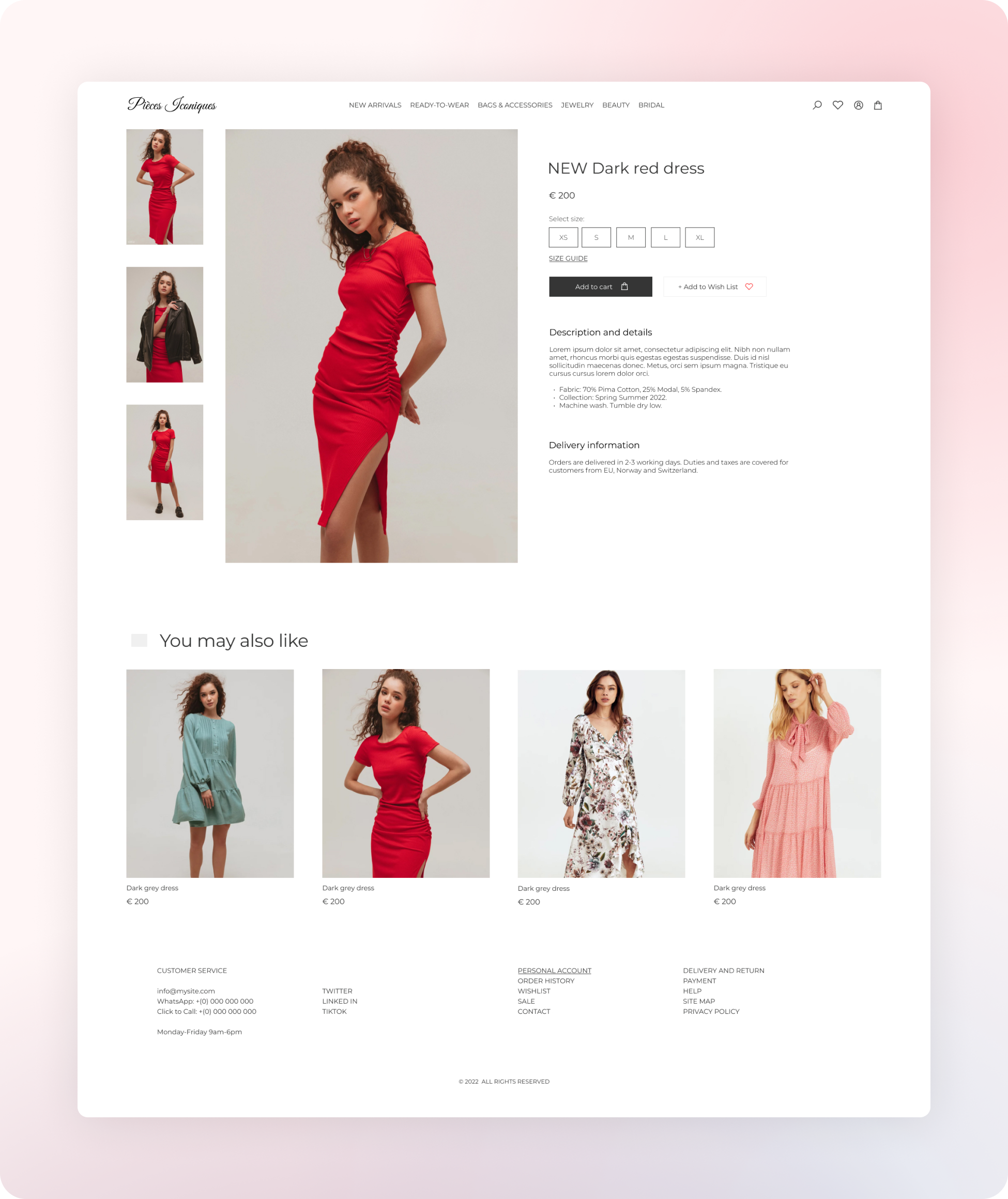 Разработка интернет-магазина для Piecesiconiques, 2022 🚀👗 — Изображение №3 — Интерфейсы на Dprofile