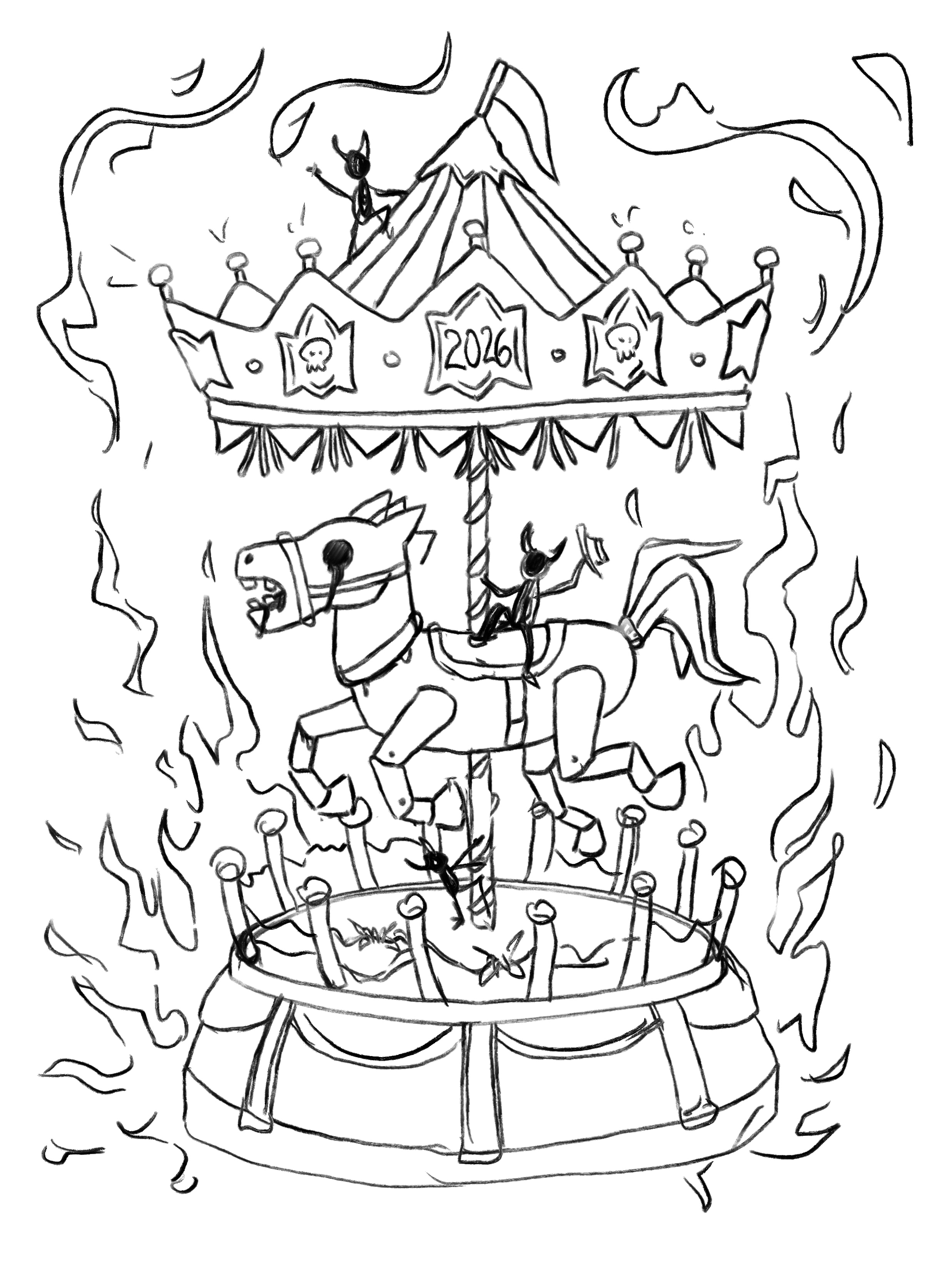 Fire Carousel (fire horse 2026) — Изображение №1 — Иллюстрация, Графика на Dprofile