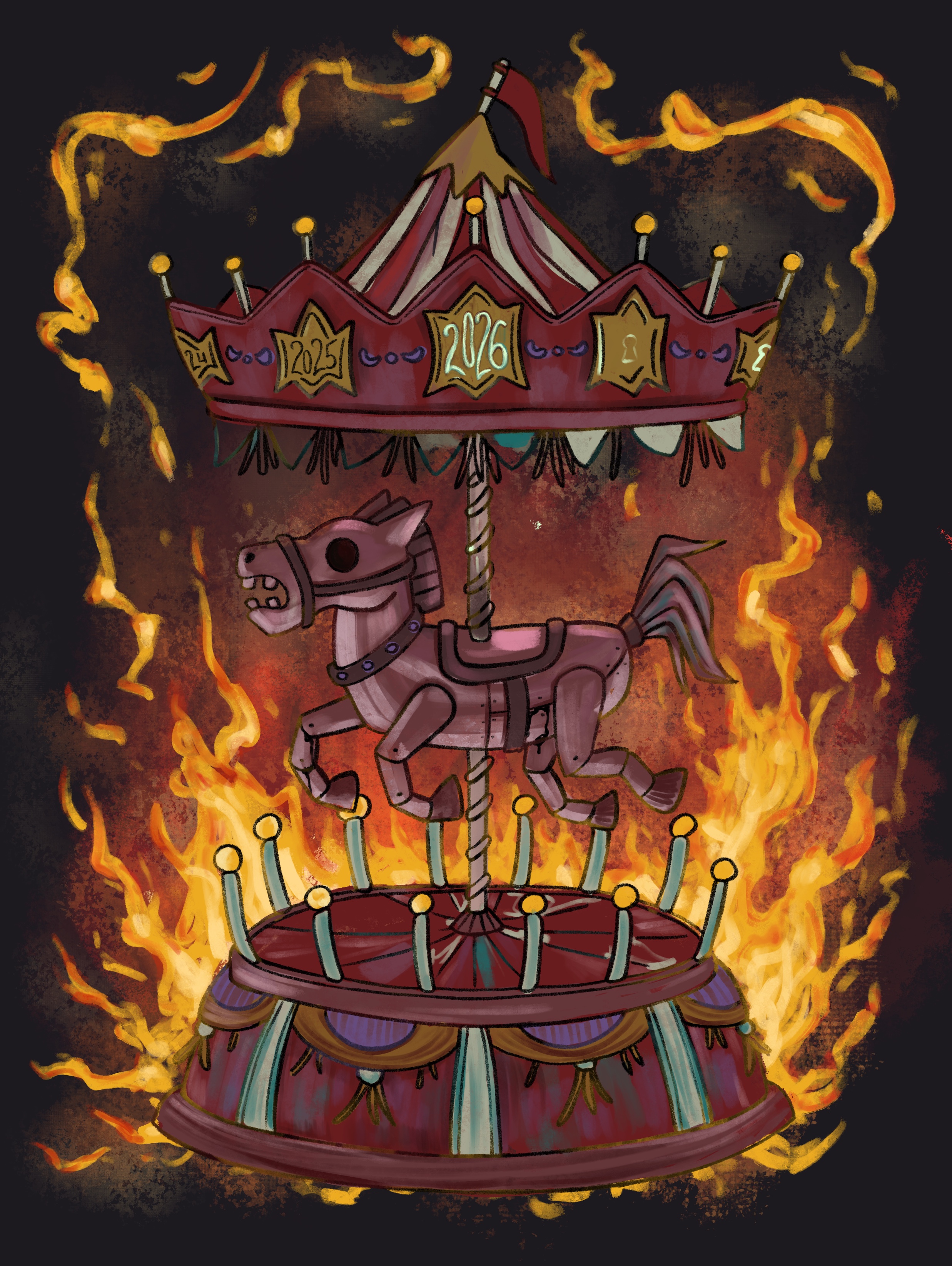 Fire Carousel (fire horse 2026) — Изображение №2 — Иллюстрация, Графика на Dprofile