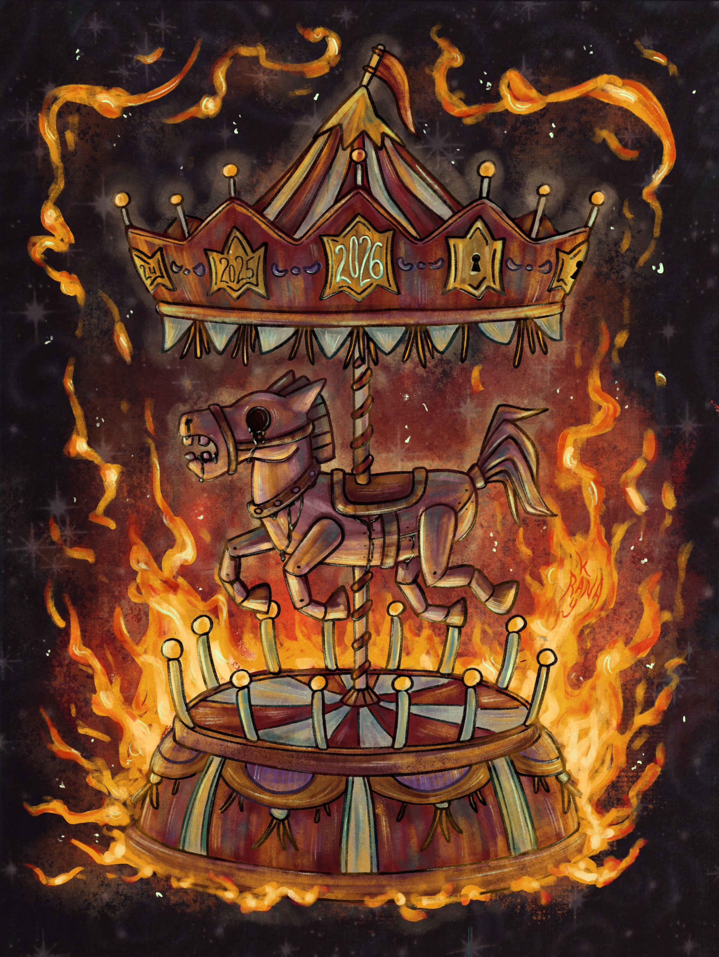Fire Carousel (fire horse 2026) — Изображение №3 — Иллюстрация, Графика на Dprofile