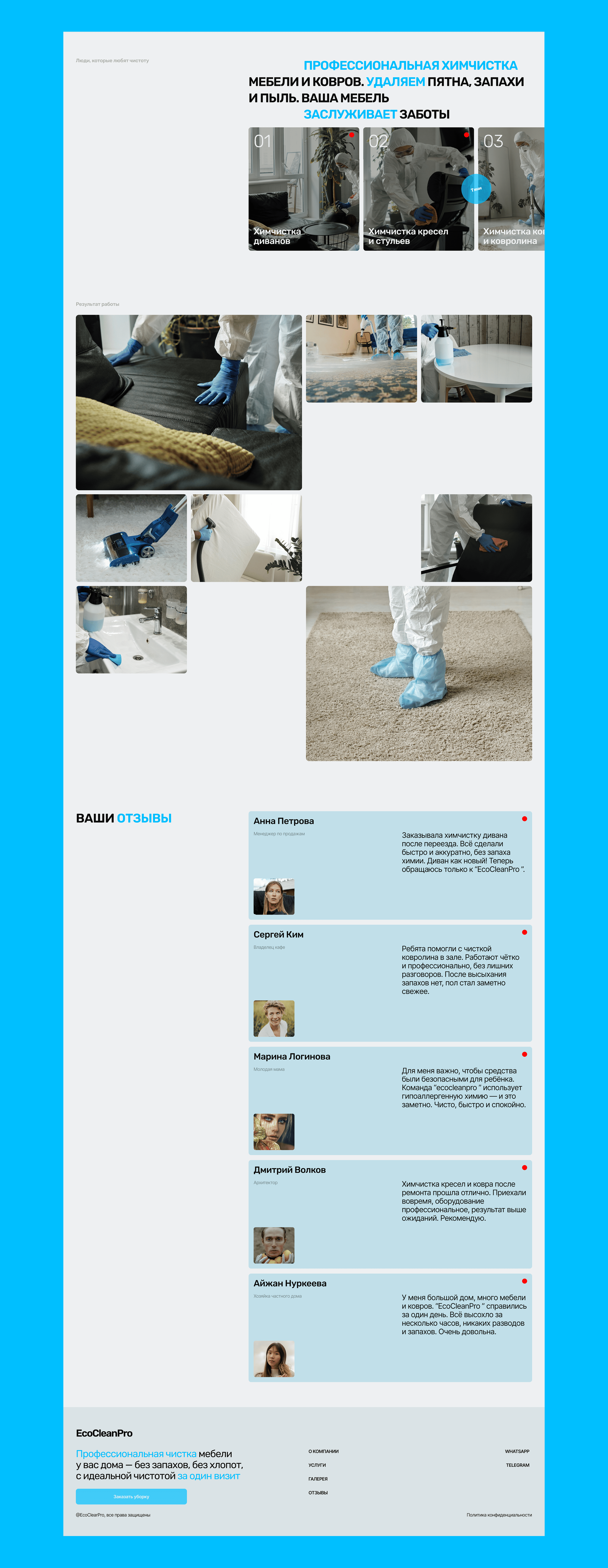 EcoCleanPro (клининговая компания) — Изображение №10 — Интерфейсы, Анимация на Dprofile