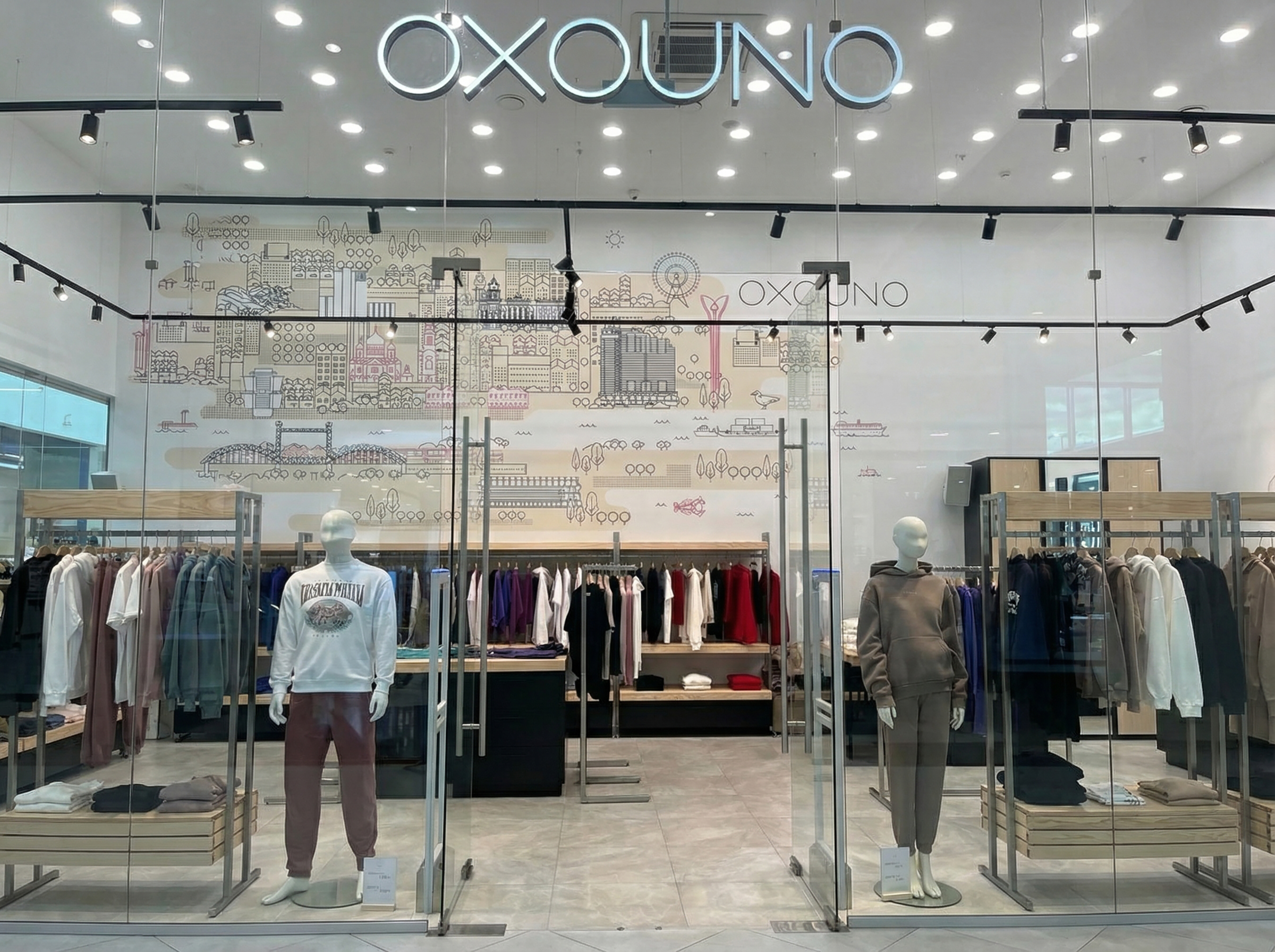 Фирменная графика в интерьере монобрендовых магазинов OXOUNO — Изображение №1 — Брендинг, Архитектура на Dprofile