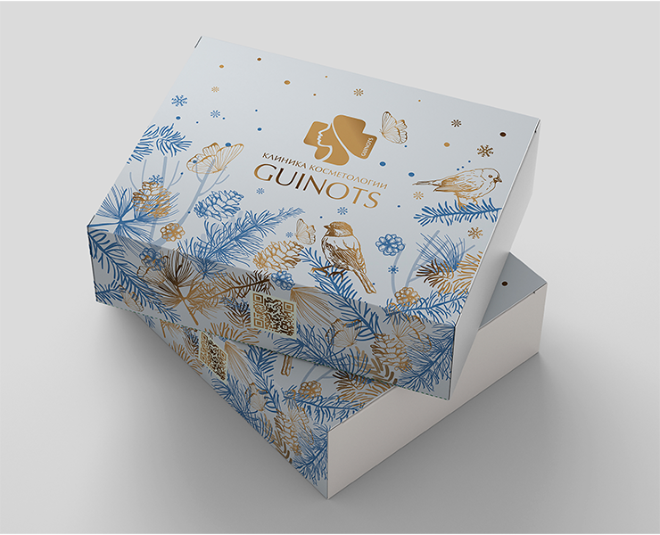 Дизайн упаковки для подарочных бьюти боксов "GUINOTS" (Зимняя коллекция) на Dprofile