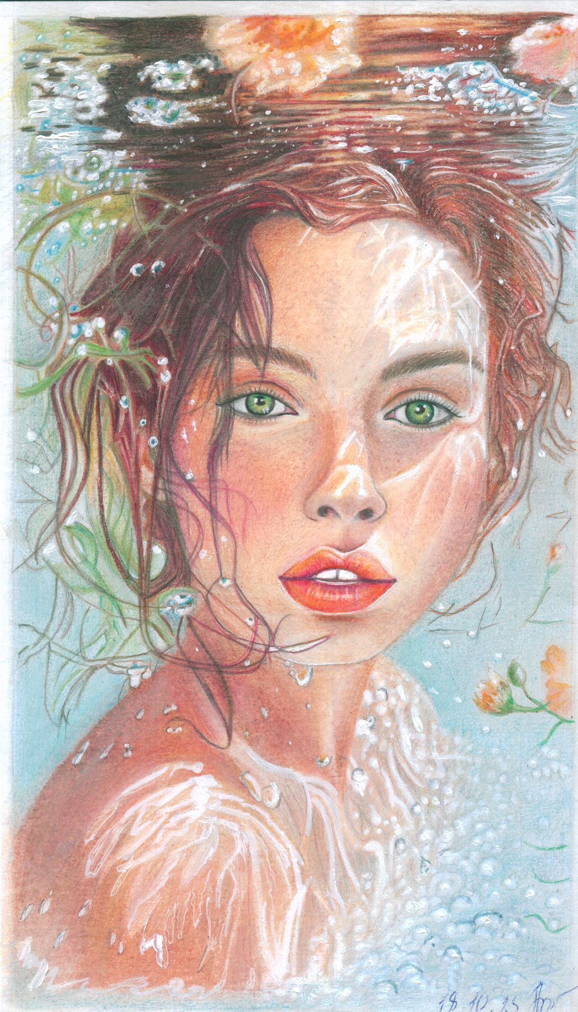 Девушка в воде Цветные карандаши — Изображение №1 — Иллюстрация, Графика на Dprofile