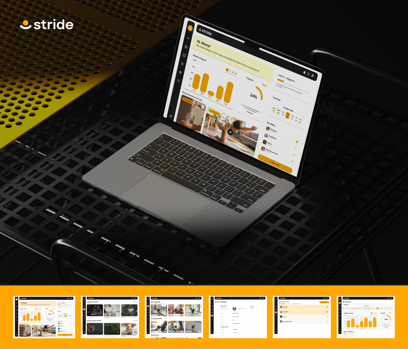 stride — веб-сервис для полезных привычек. — Изображение №1 — Интерфейсы, Брендинг на Dprofile