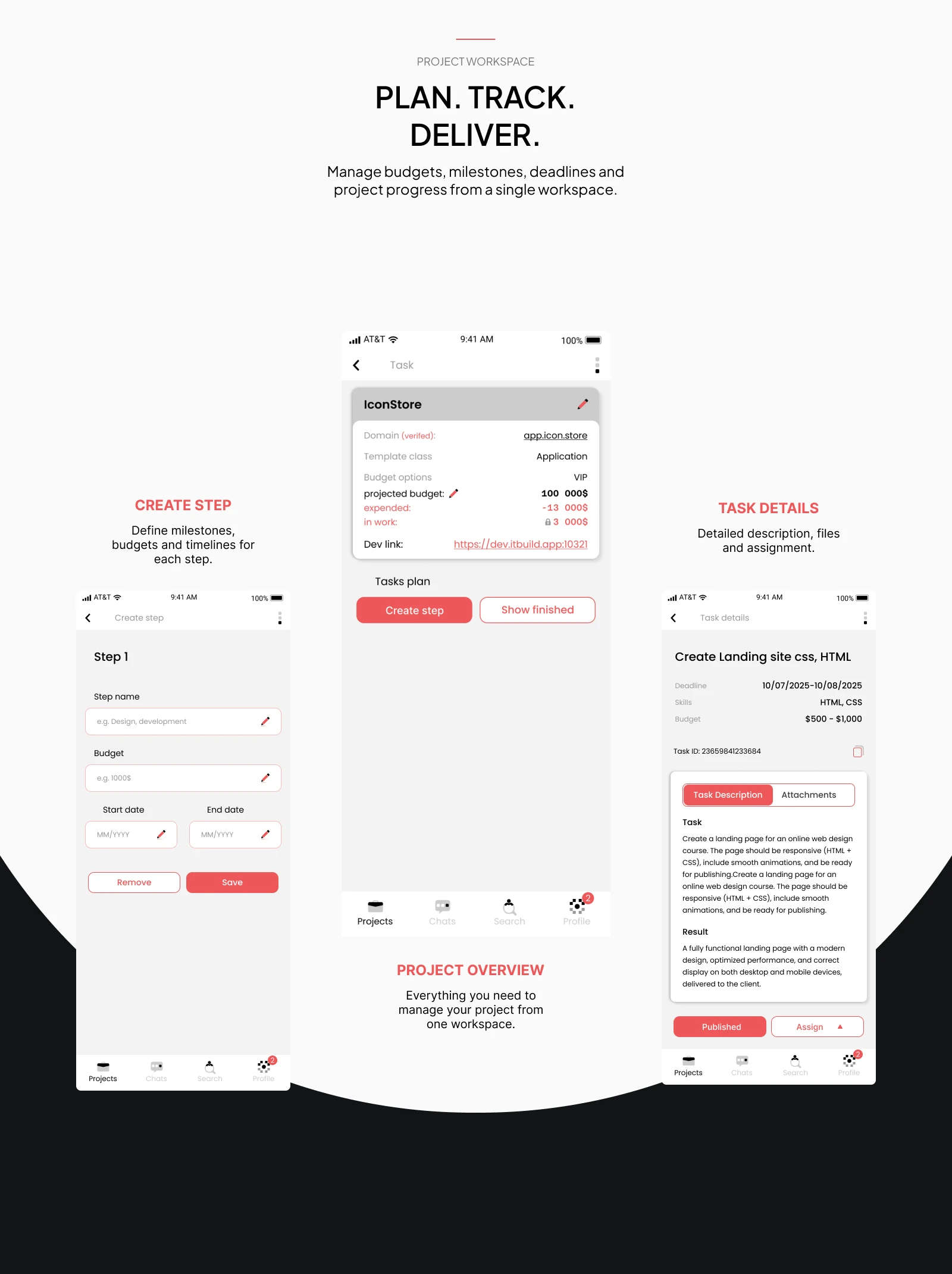 ITBuild.app — Mobile Project Management Platform — Изображение №6 — Интерфейсы на Dprofile