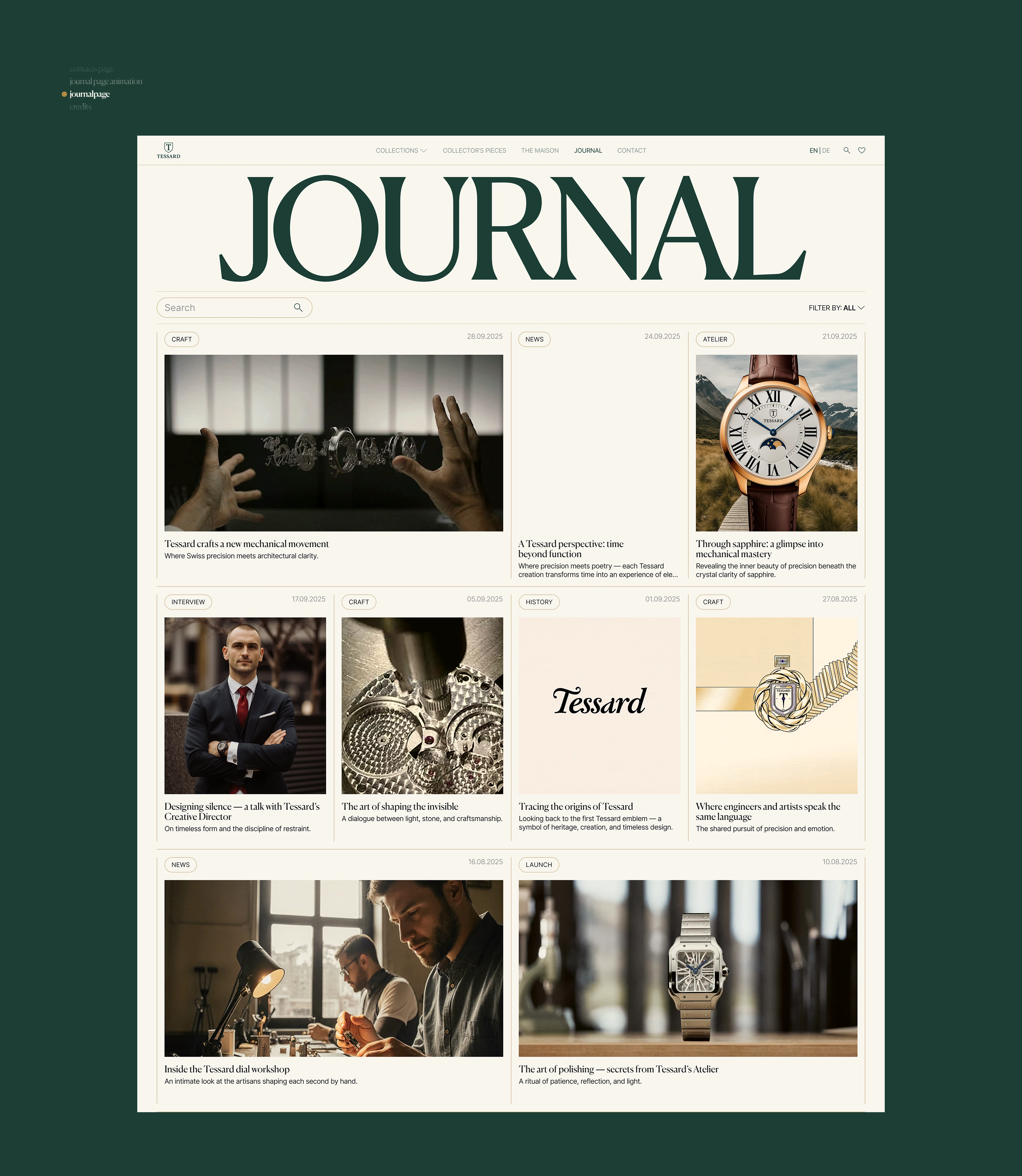 Tessard Watch Maison | Corporate Website — Изображение №13 — Интерфейсы, Анимация на Dprofile