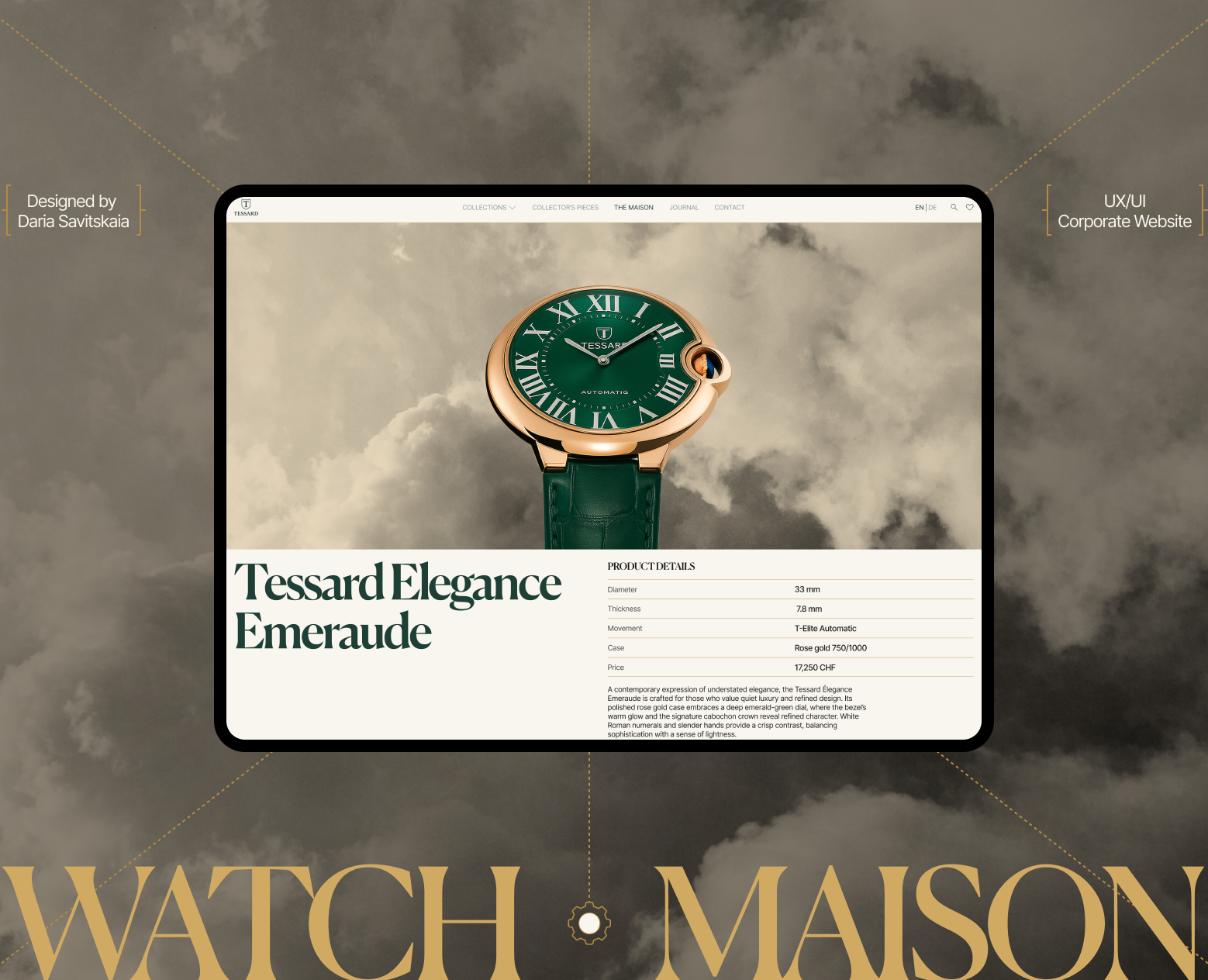 Tessard Watch Maison | Corporate Website — Интерфейсы, Анимация на Dprofile