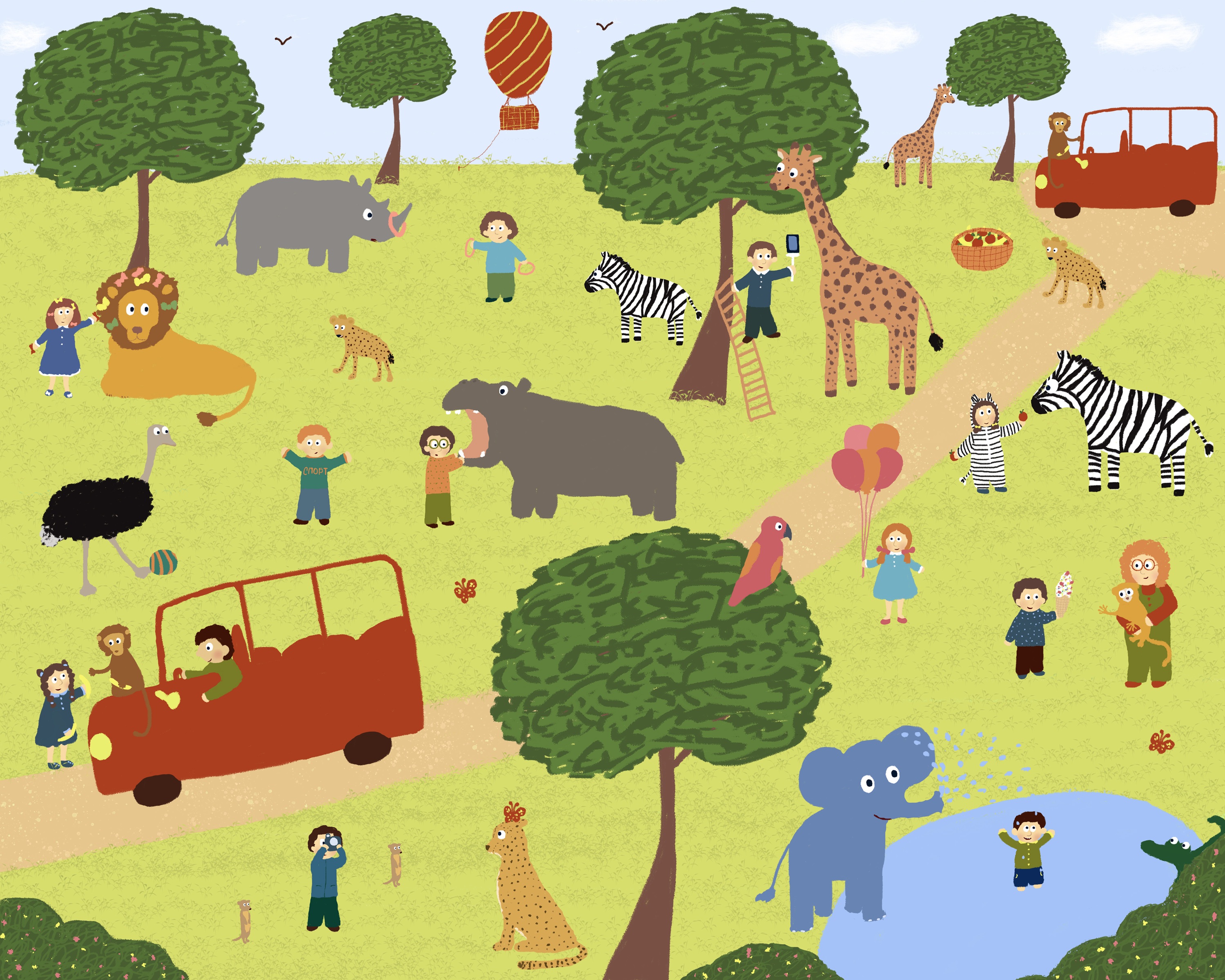 Виммельбух "Сафари" — Изображение №1 — Иллюстрация на Dprofile