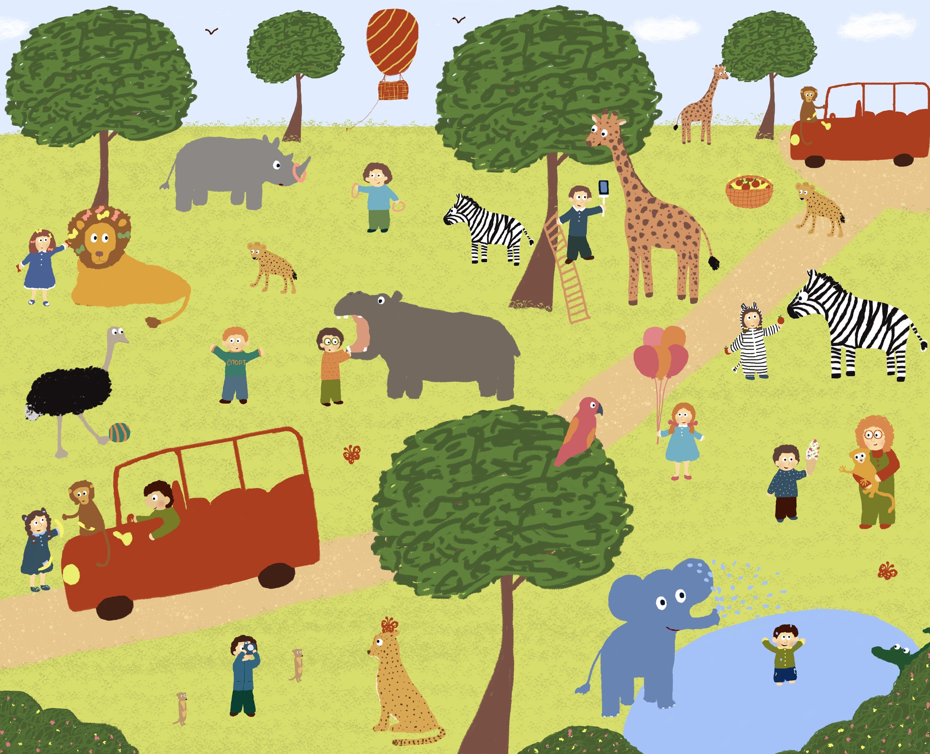 Виммельбух "Сафари" — Иллюстрация на Dprofile