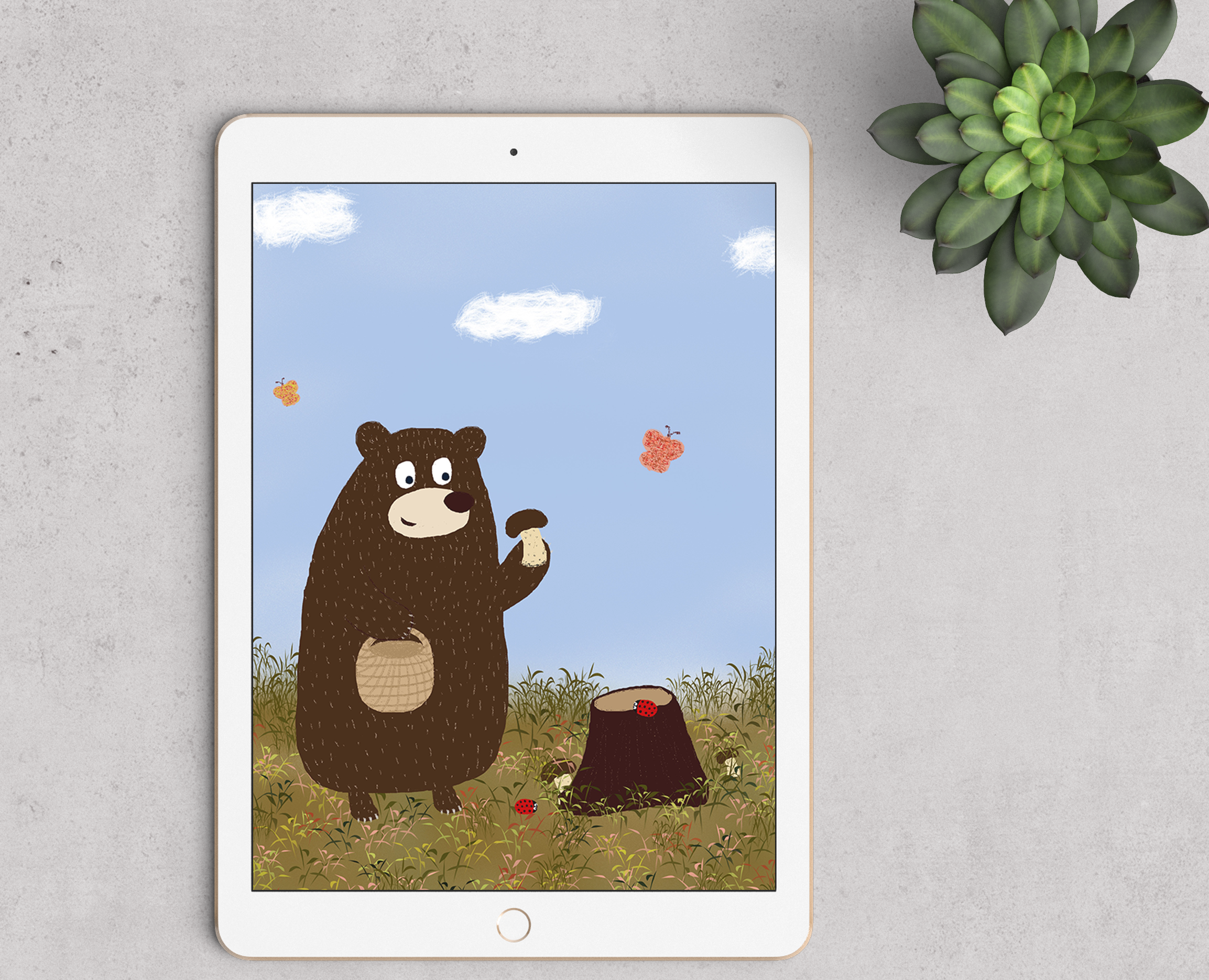 Детская иллюстрация - Будни медведя — Иллюстрация на Dprofile