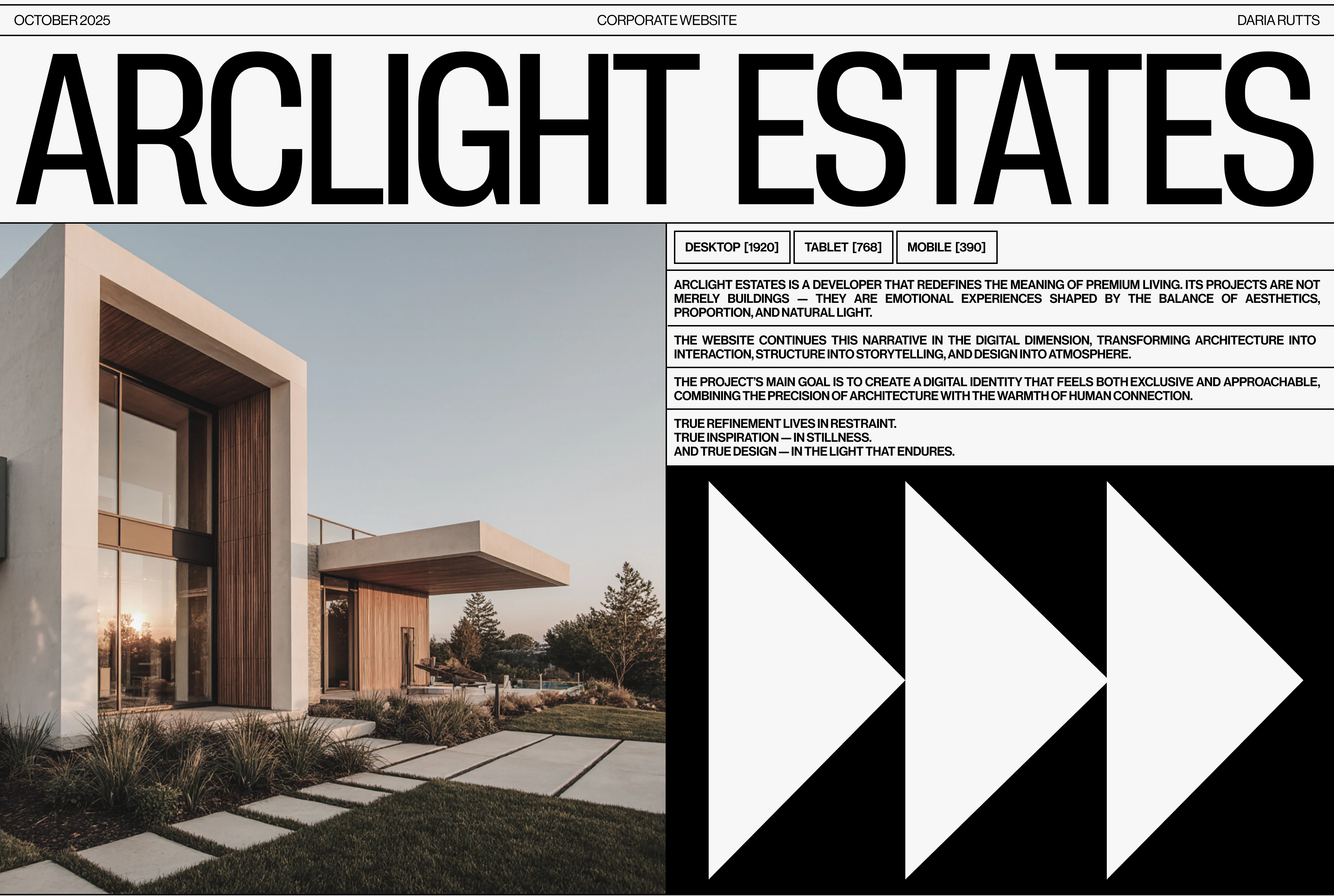 Arclight Estates | Web Design — Изображение №1 — Интерфейсы, Анимация на Dprofile