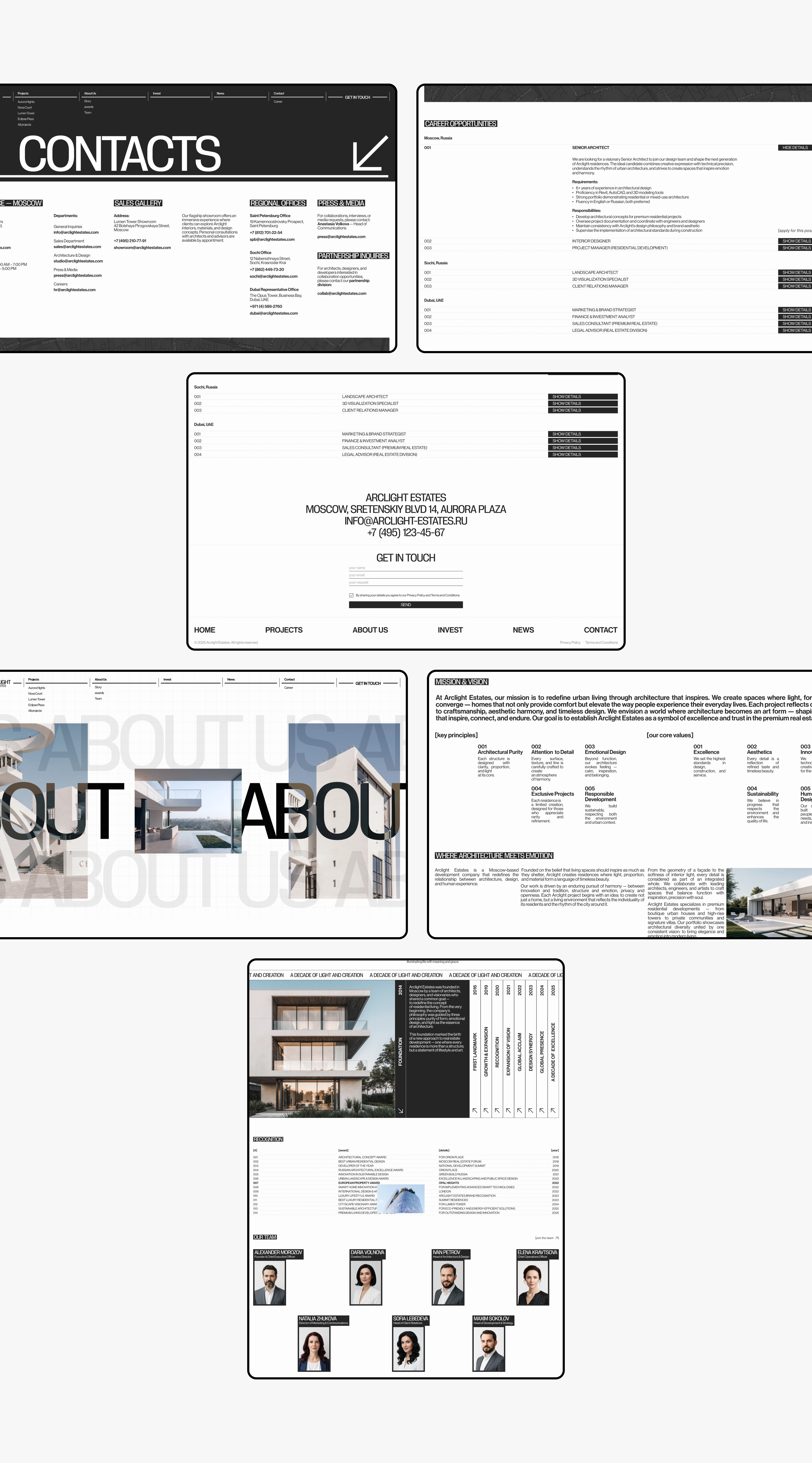 Arclight Estates | Web Design — Изображение №8 — Интерфейсы, Анимация на Dprofile