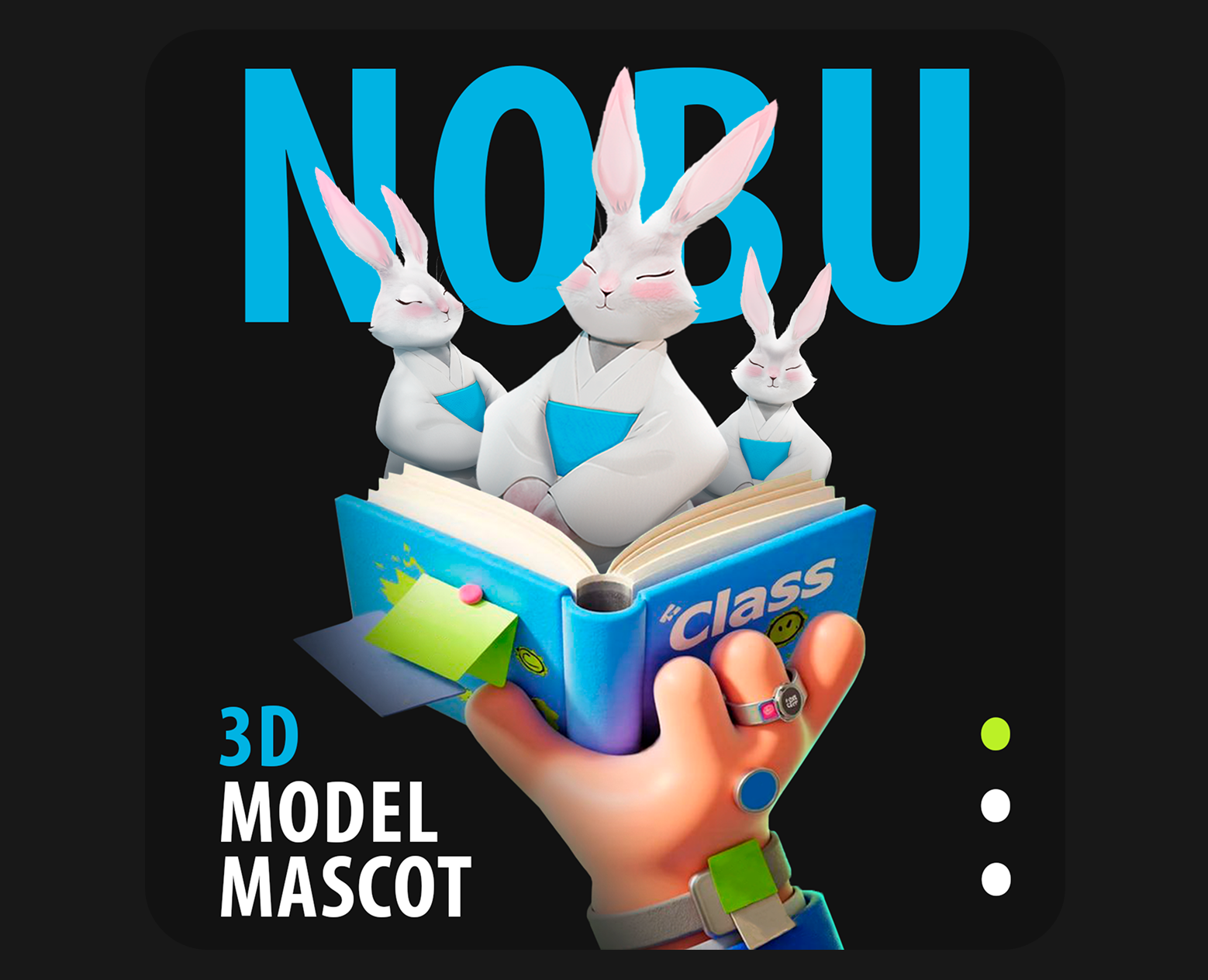 Разработка 3D-маскота для бренда NOBU — Иллюстрация, 3D на Dprofile