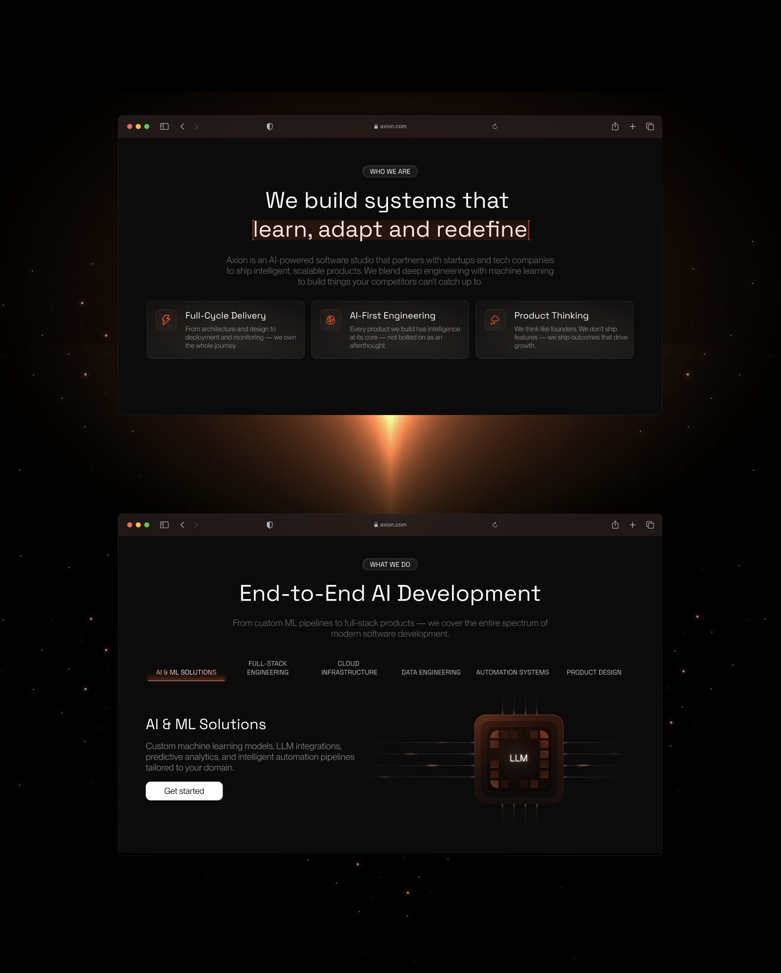 Axion – AI Development studio — Изображение №5 — Интерфейсы, Брендинг на Dprofile