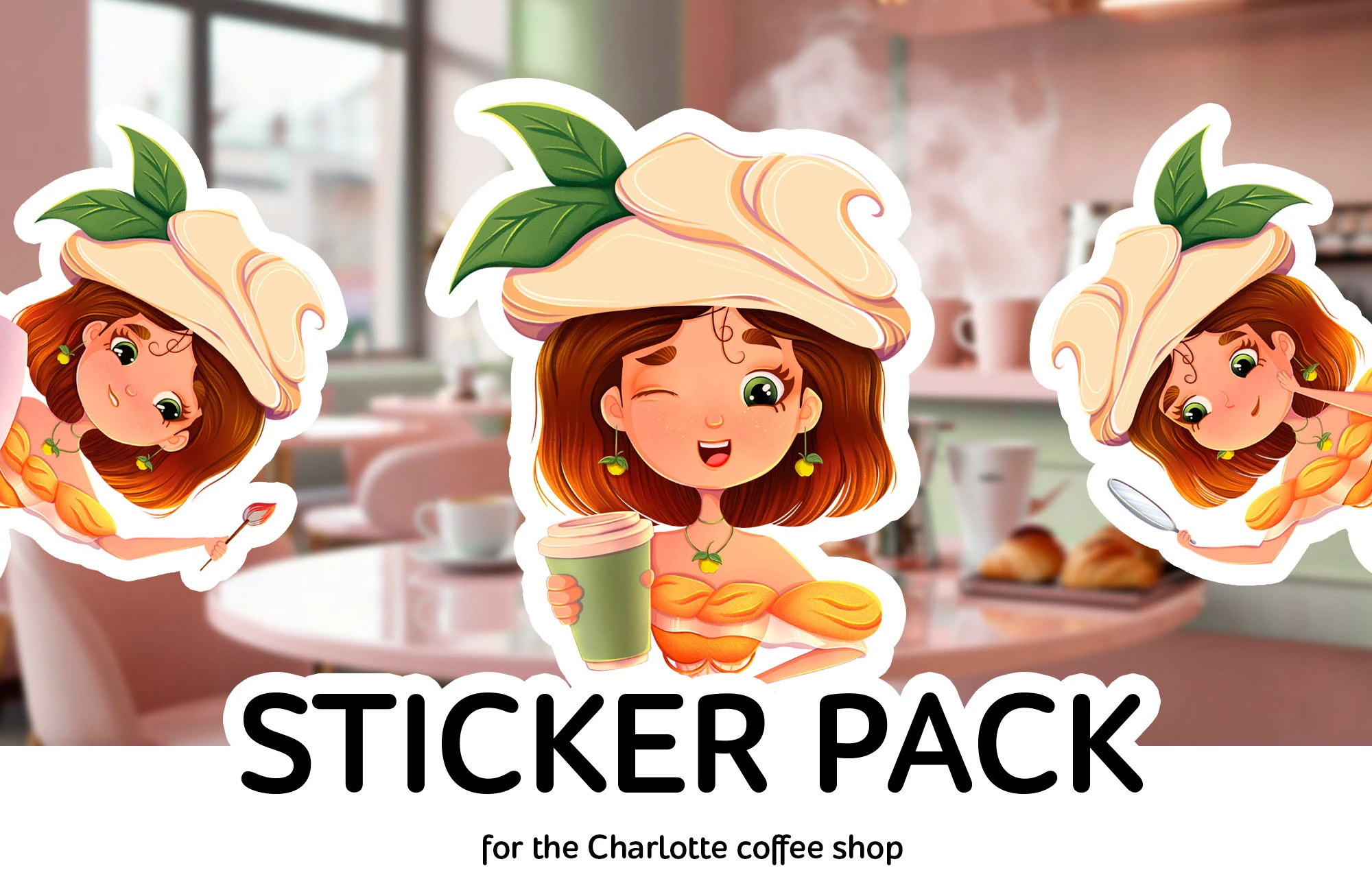 Стикерпак для кофейни Шарлотка — Изображение №1 — Брендинг, Иллюстрация на Dprofile