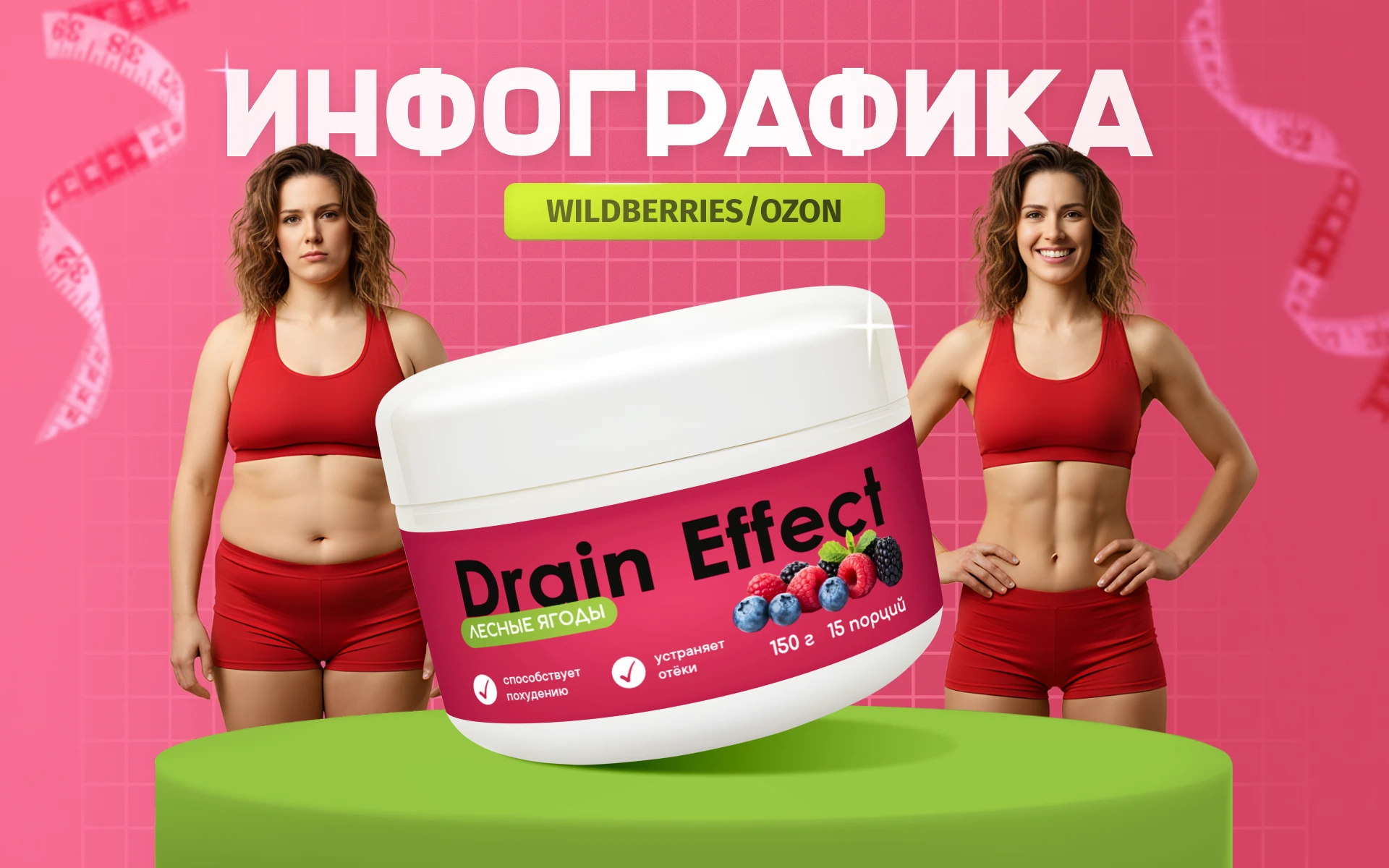 Дизайн карточек комплекса для похудения - Drain Effect — Изображение №1 — Графика на Dprofile