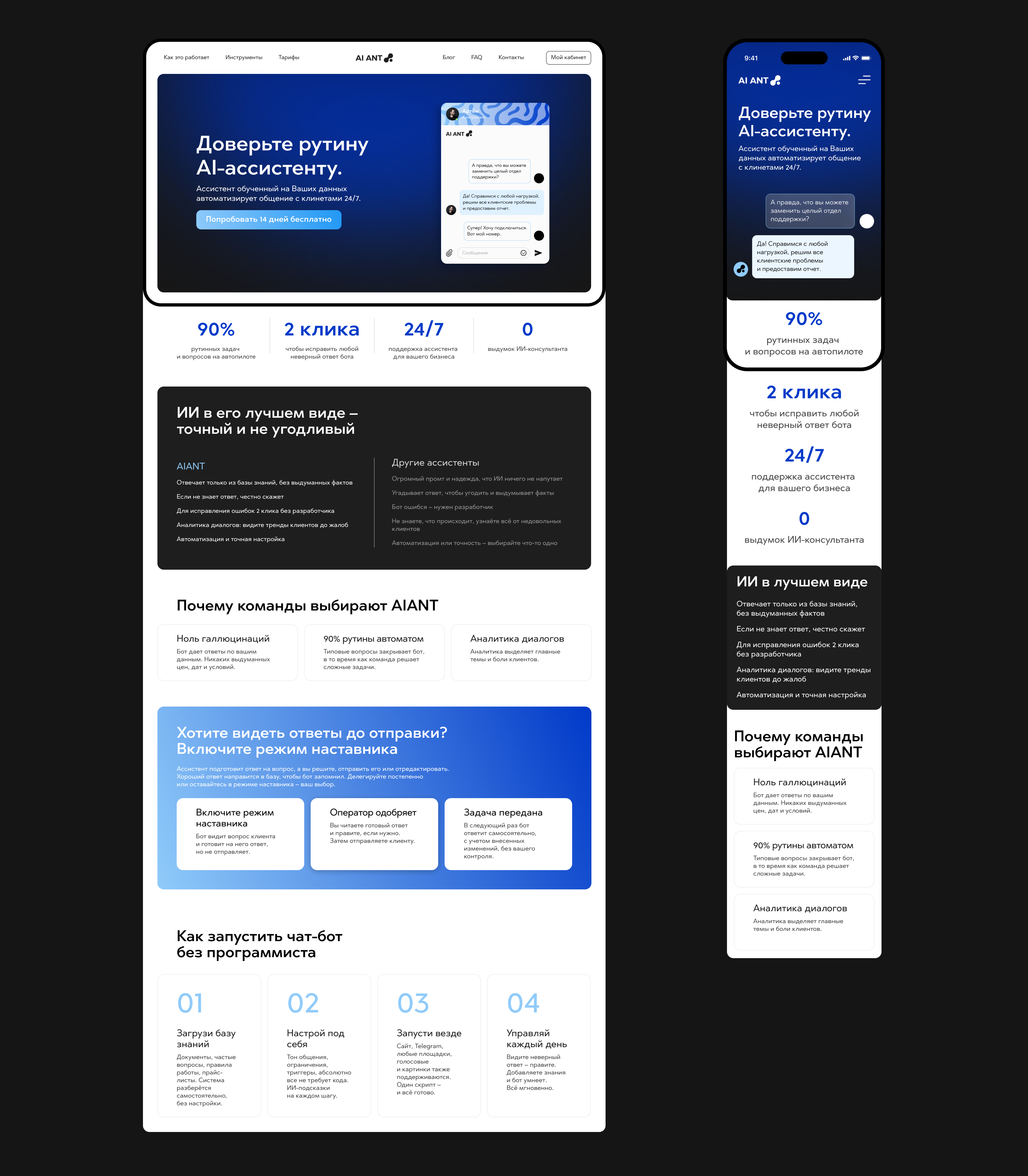 AIANT: Custom AI Assistants for Customer Support — Изображение №6 — Интерфейсы на Dprofile