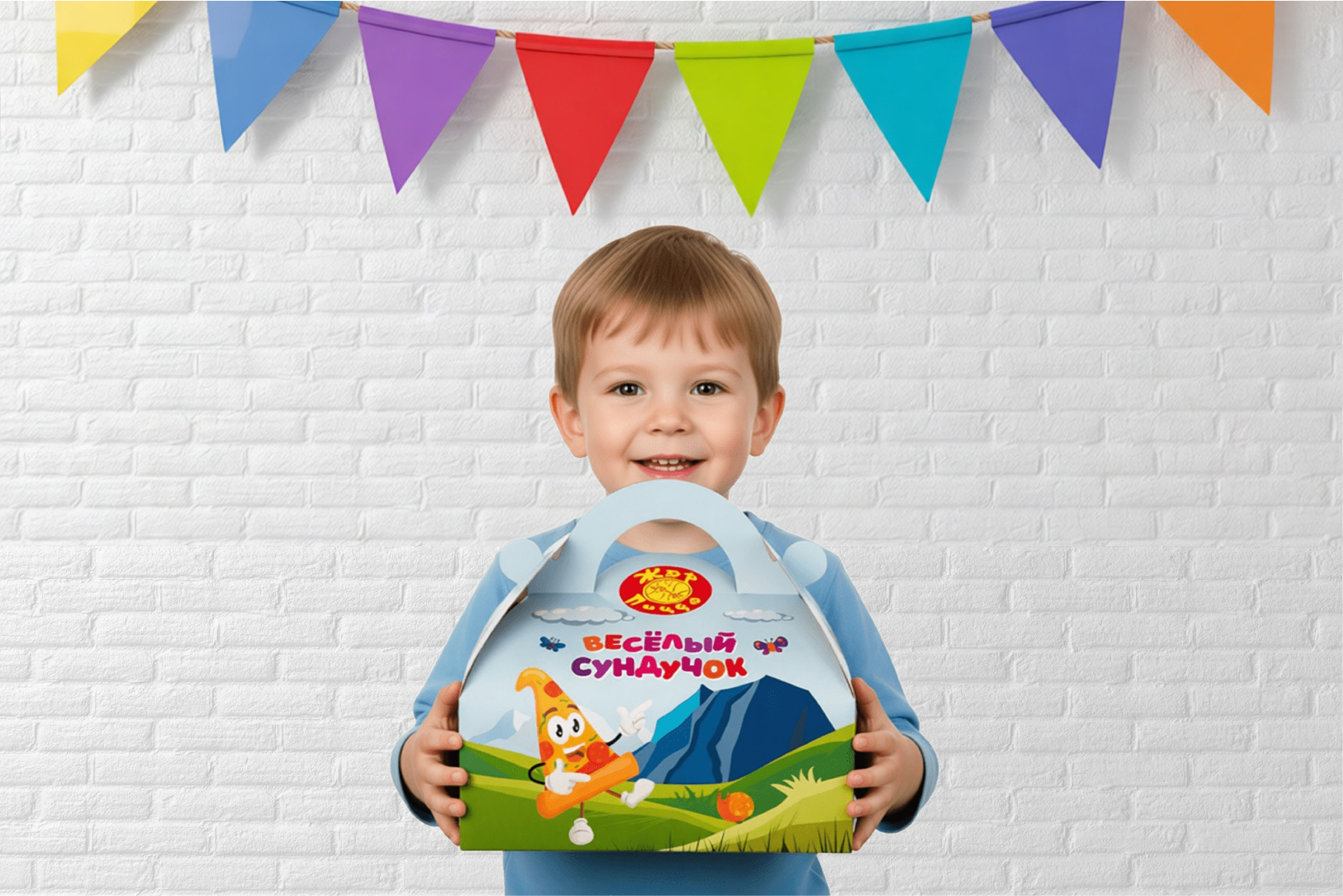 Упаковка "Весёлый сундучок" для сети ресторанов быстрого питания "Жар-Пицца" — Изображение №4 — Брендинг, Графика на Dprofile