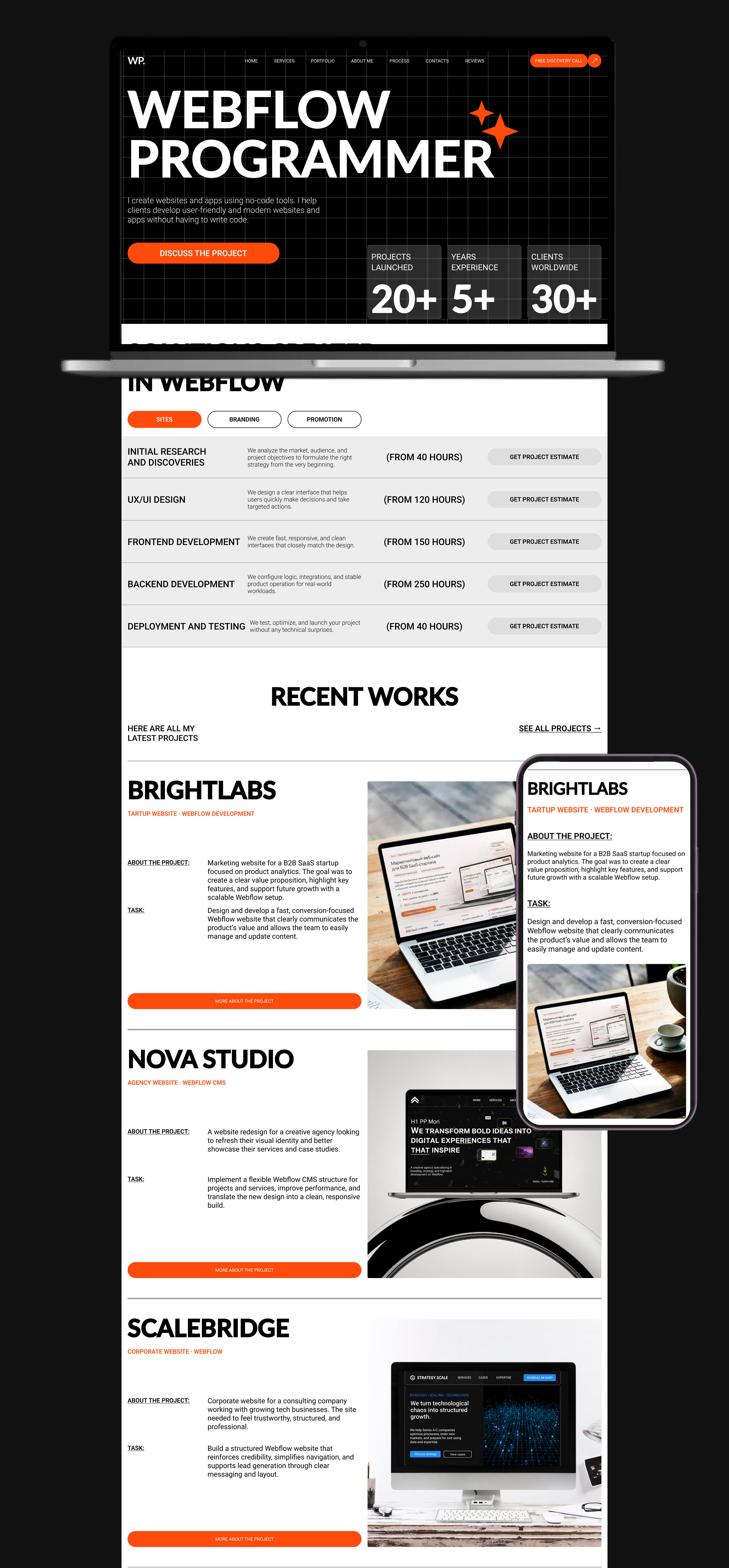 Portfolio website for a webflow programmer — Изображение №7 — Интерфейсы на Dprofile
