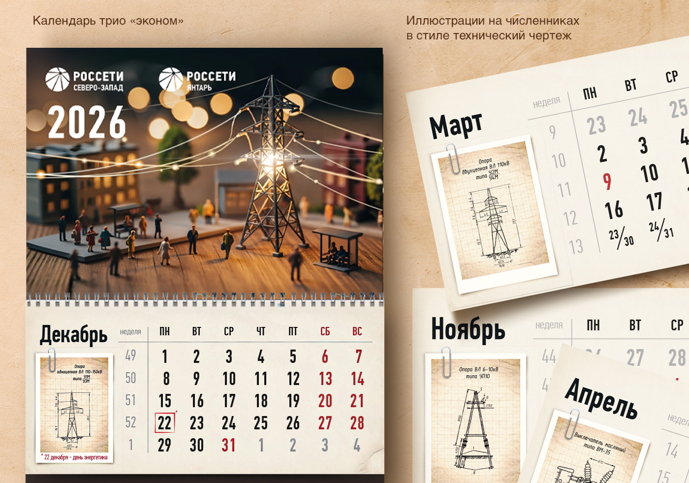 Календари для «Россети» — Изображение №4 — Графика, Нейро на Dprofile