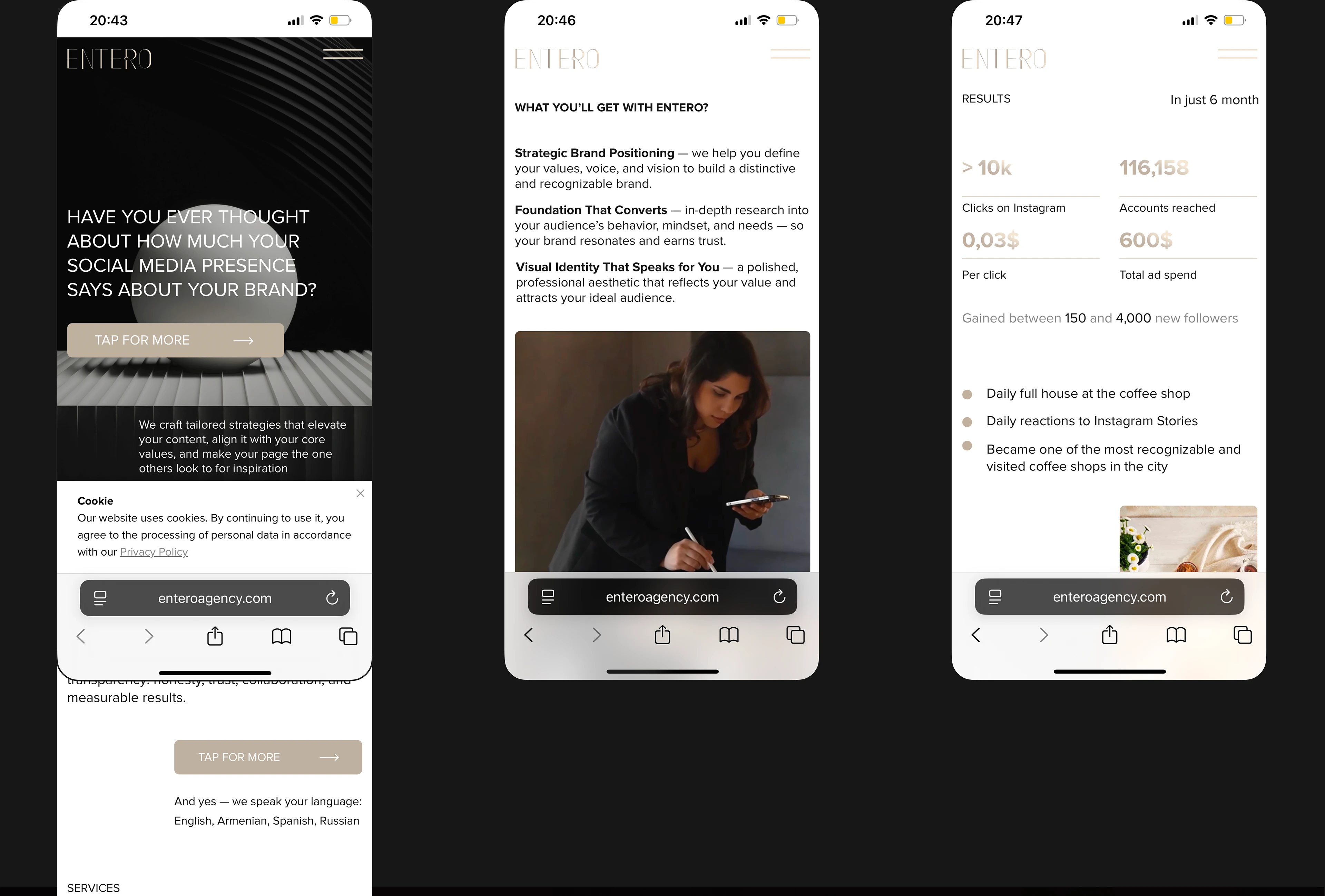 ENTERO. Website digital marketing agency — Изображение №9 — Интерфейсы, Маркетинг на Dprofile