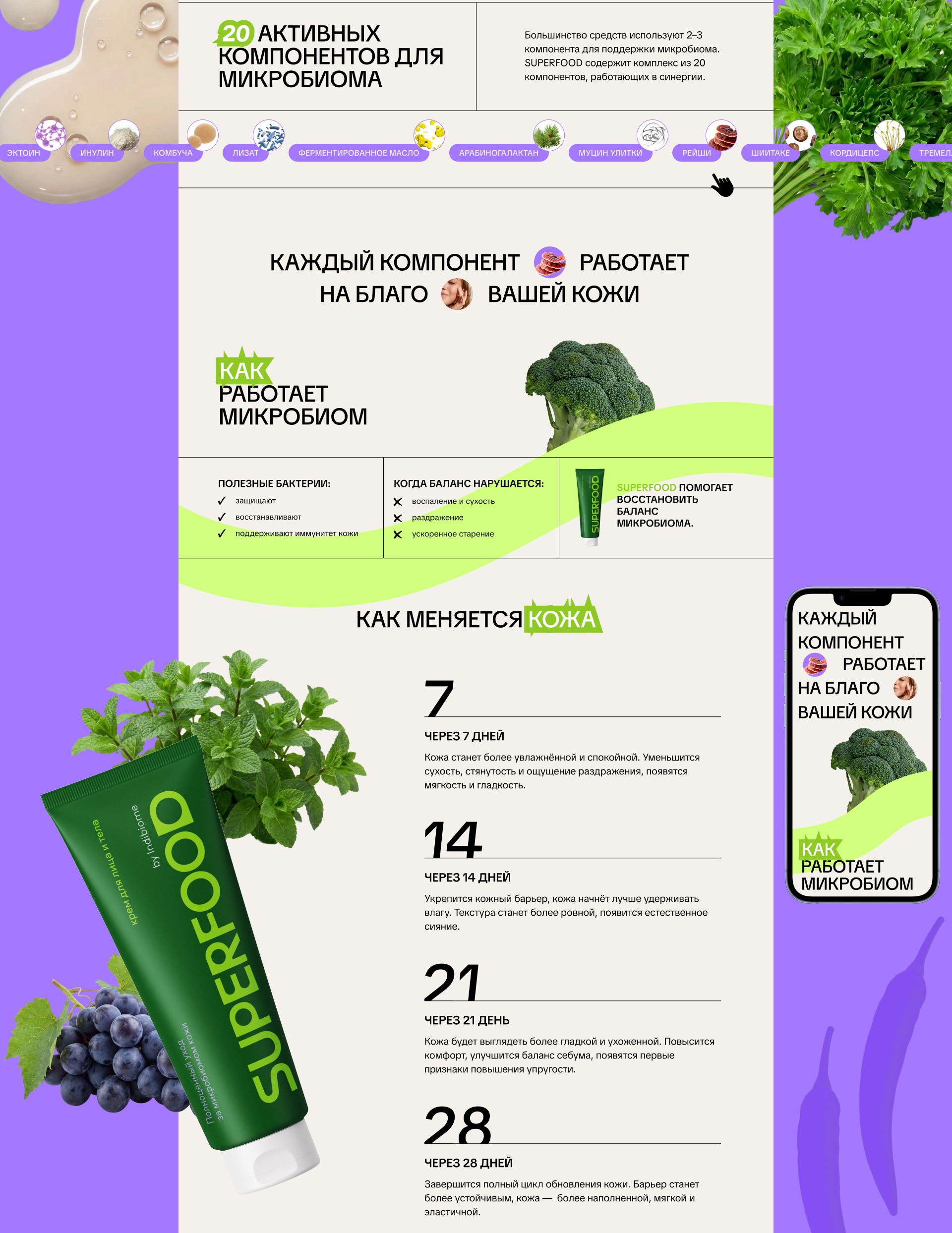 SUPERFOOD лендинг — Изображение №4 — Интерфейсы на Dprofile