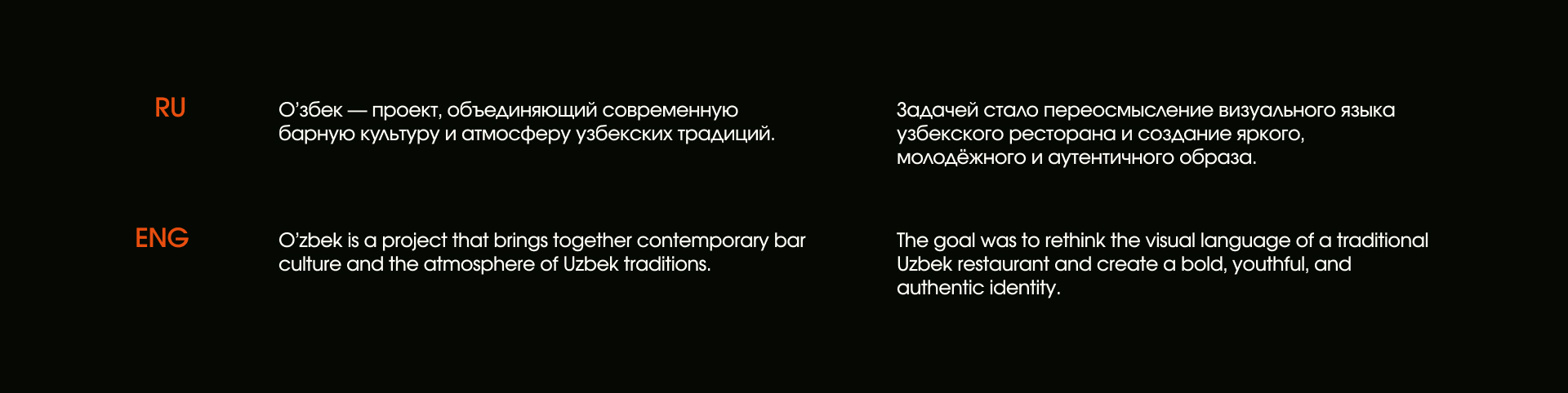 Фирменный стиль для узбекского бара "O'ZBEK" — Изображение №2 — Брендинг на Dprofile