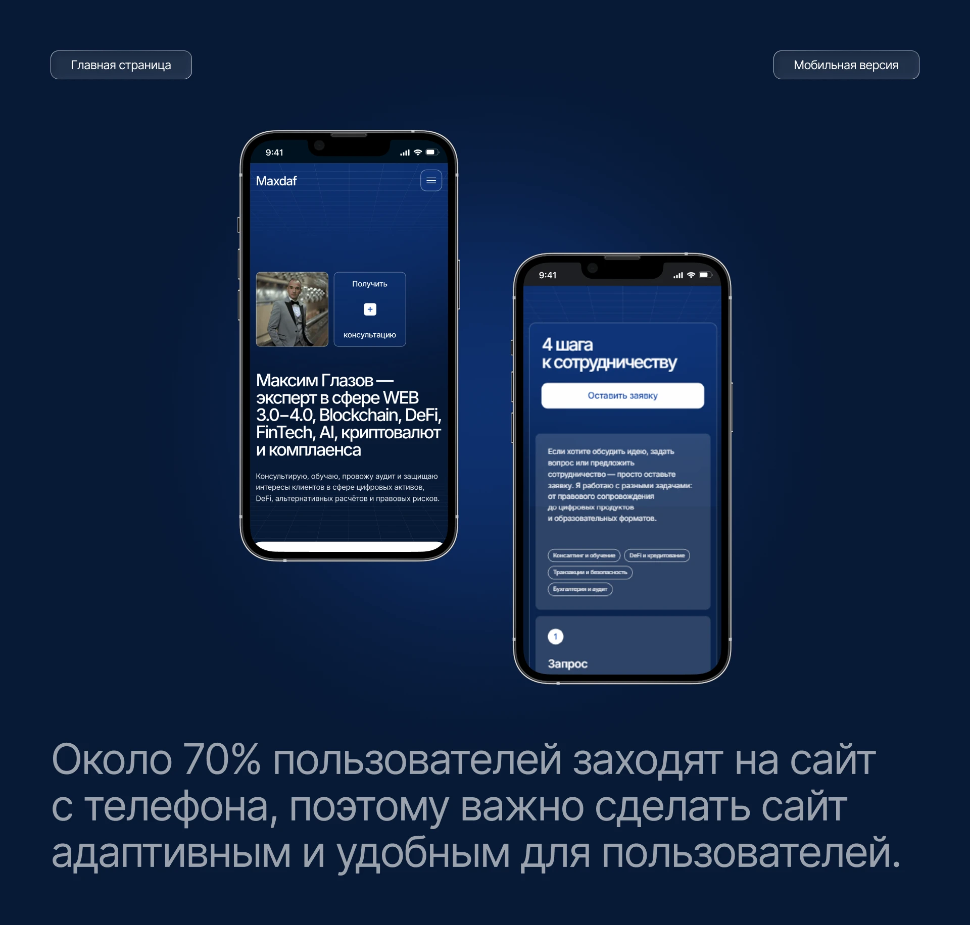 Персональный сайт эксперта в сфере Web3, Blockchain, FinTech и AI — Изображение №4 — Интерфейсы, Брендинг на Dprofile