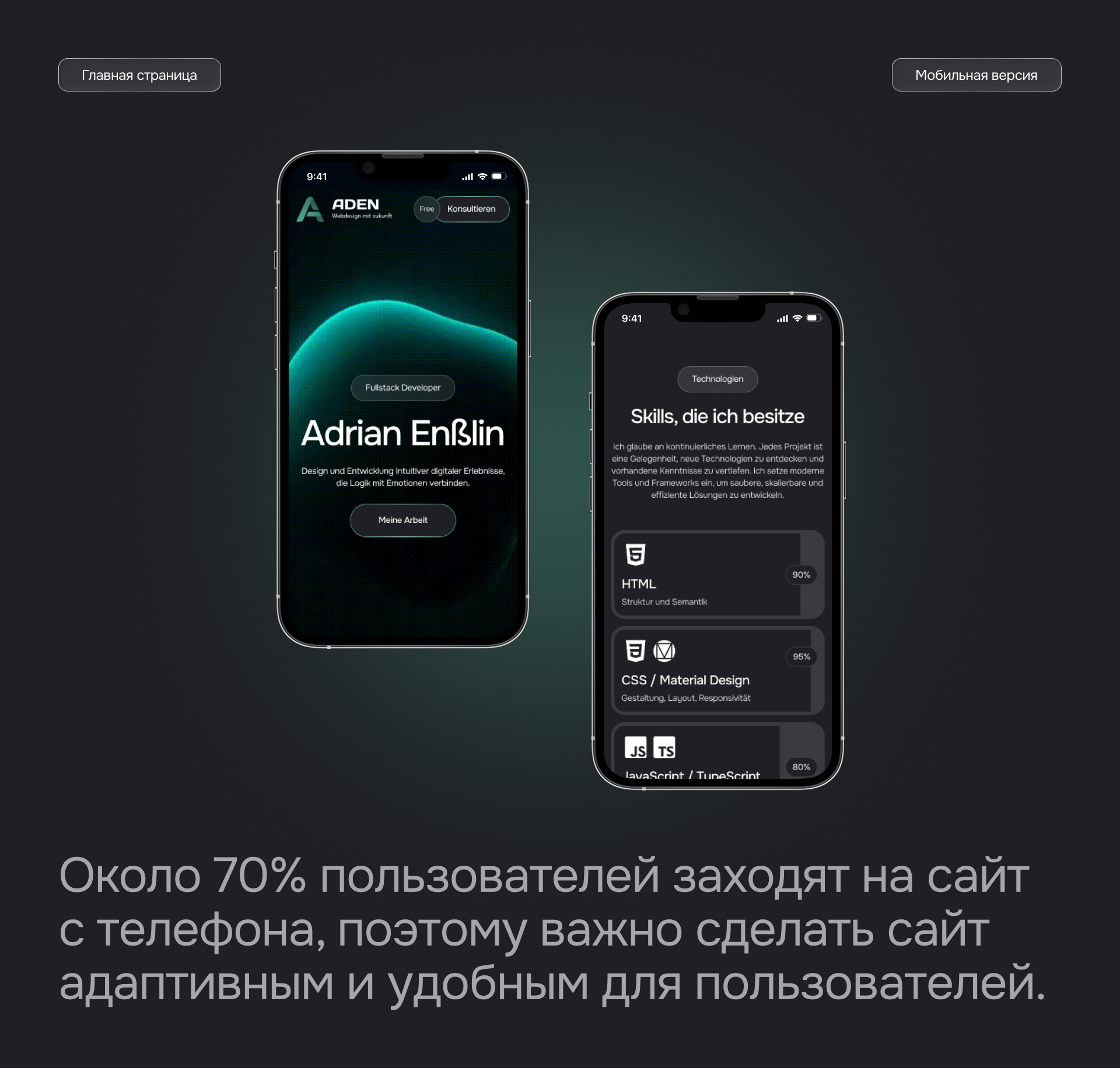 Лендинг для разработчика и программиста | UX/UI-дизайн — Изображение №4 — Интерфейсы, Брендинг на Dprofile