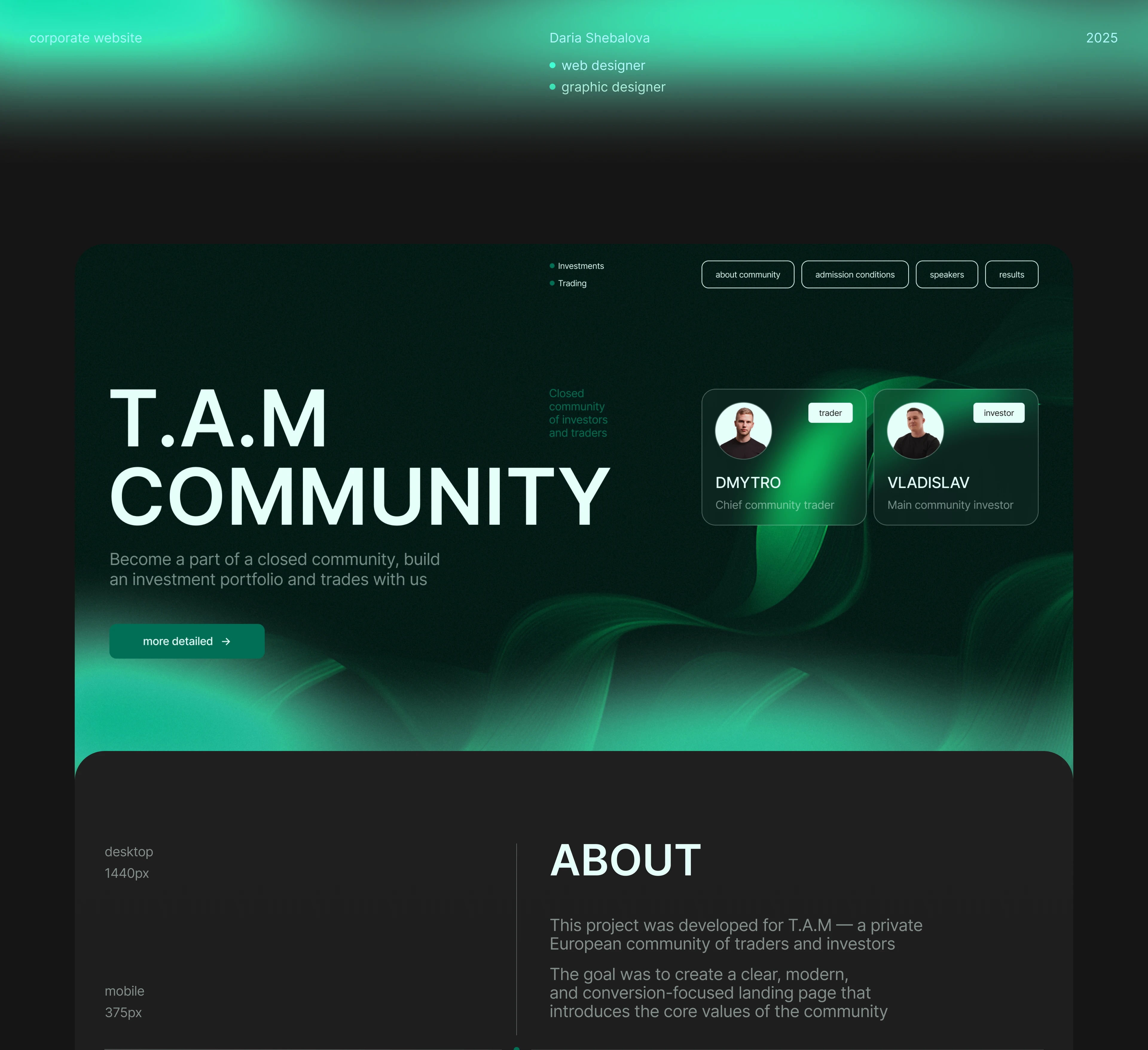 Website design — T.A.M Community — Изображение №1 — Интерфейсы на Dprofile