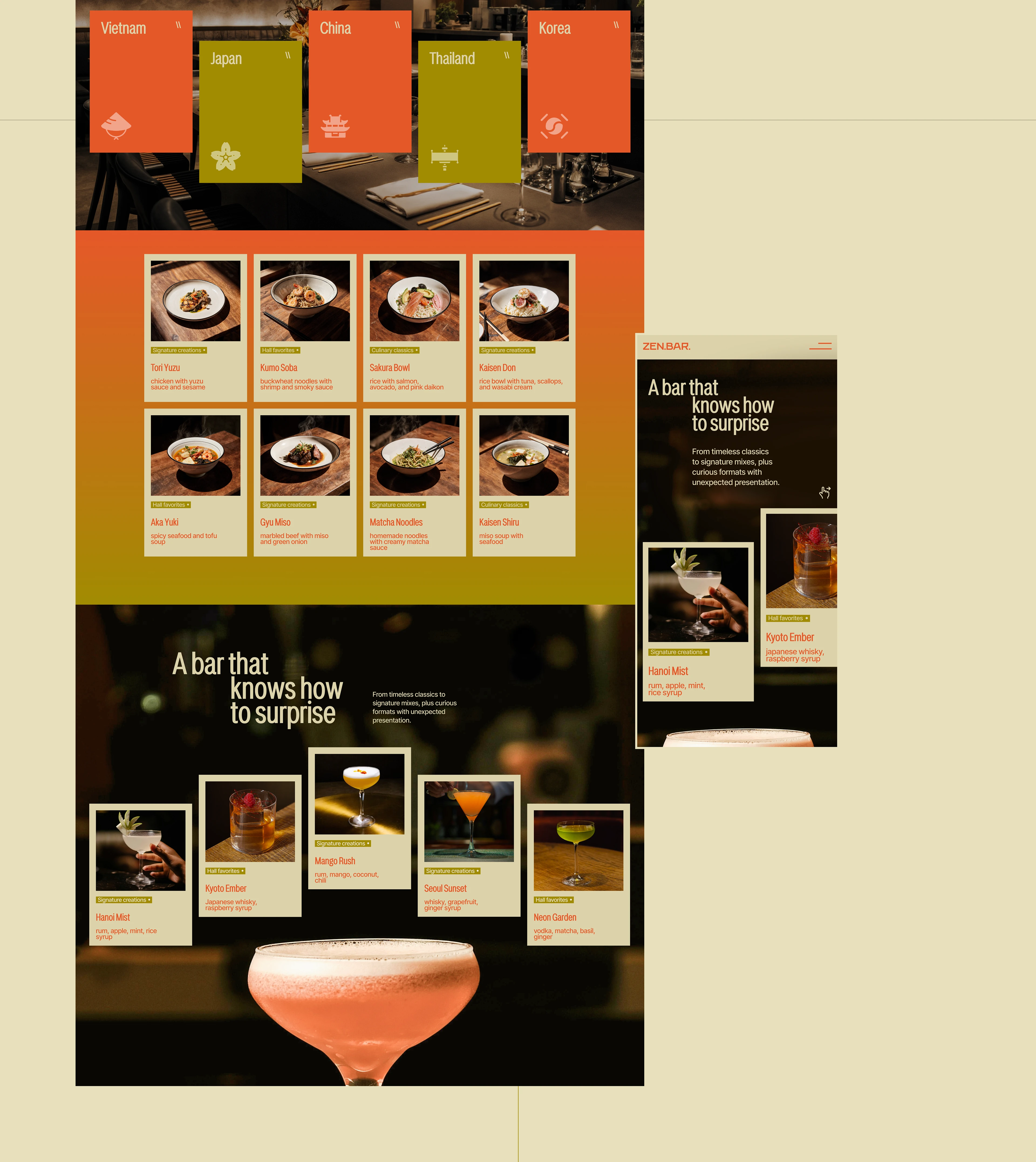 Zen.Bar | Landing Page for Pan-asian Restaurant — Изображение №6 — Интерфейсы, Анимация на Dprofile